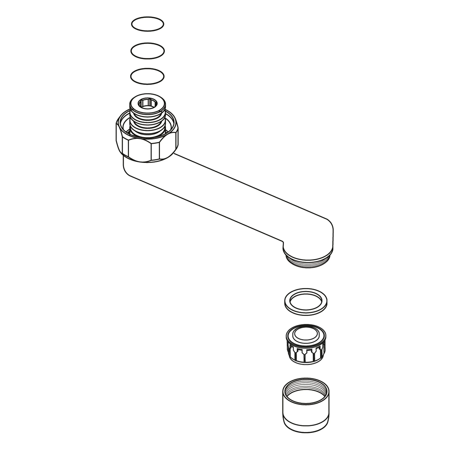 Rysunek techniczny wylewki kranu z elementami, Ideal Standard