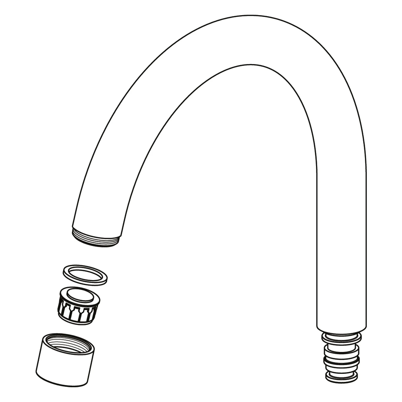 Rysunek techniczny wylewki kranu z elementami, Ideal Standard