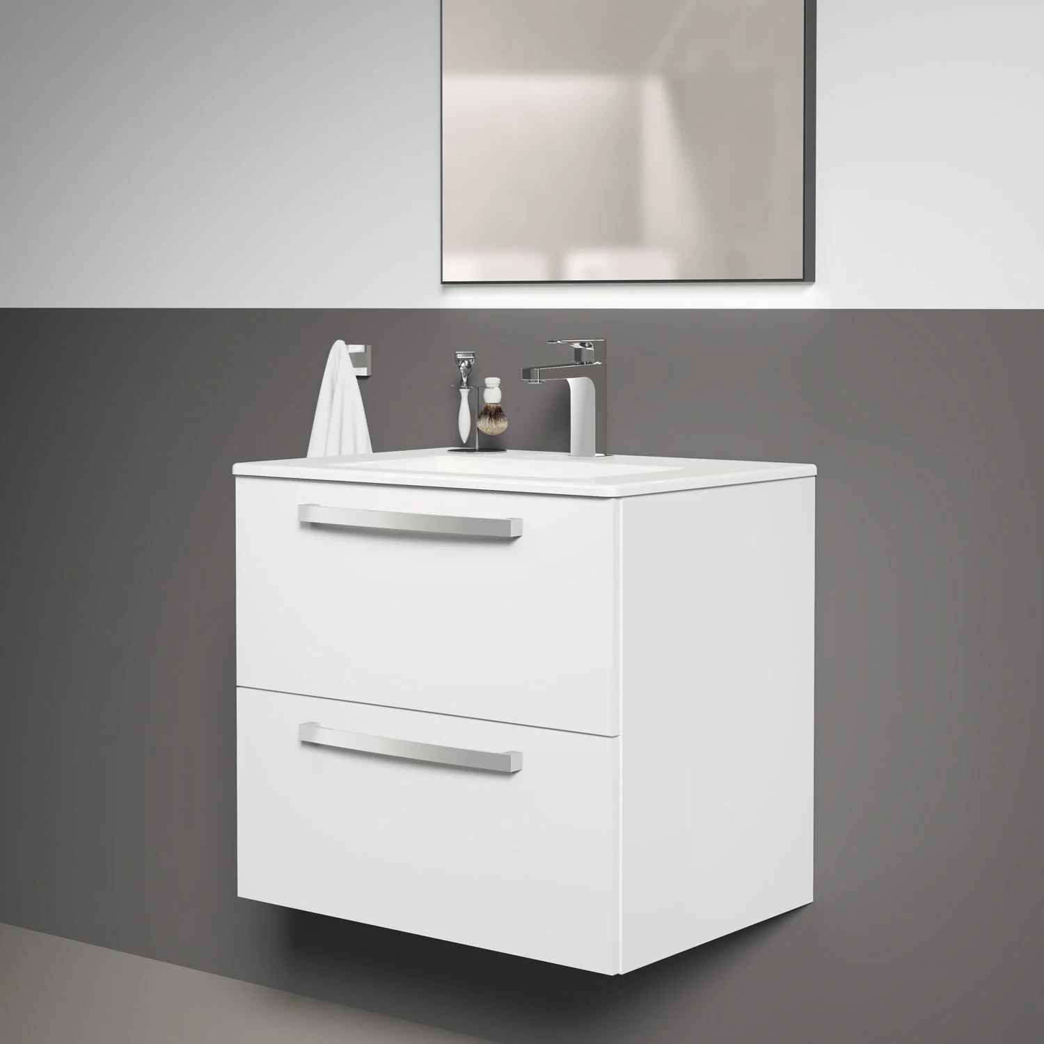 Ideal Standard Eurovit Waschtisch, 1 Hahnloch, mit Überlauf, 61 x 45 x 14 cm Bild 2