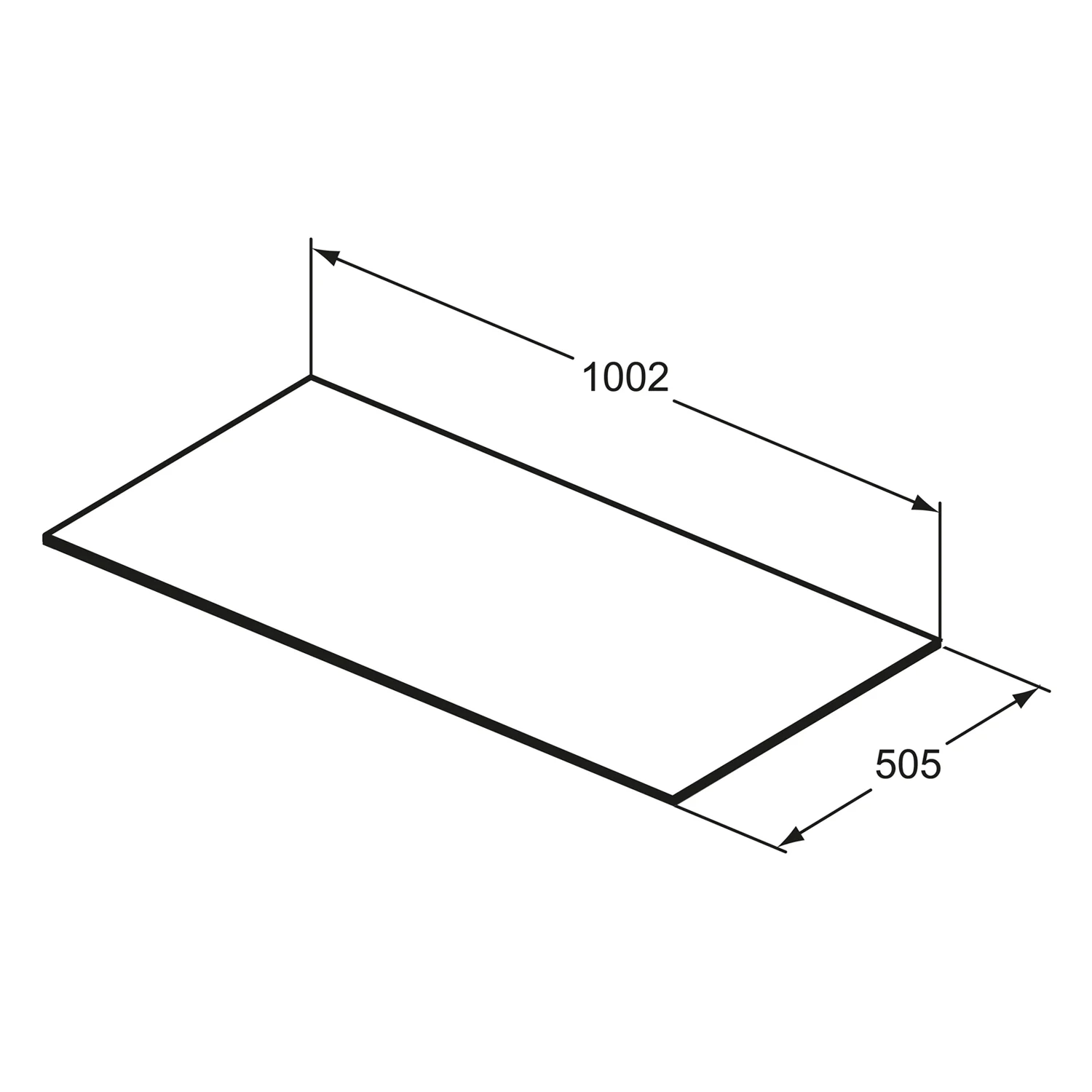 Rysunek techniczny prostokątnej płyty z wymiarami, Ideal Standard