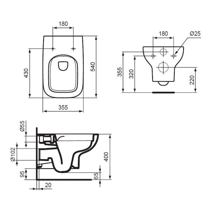 Ideal Standard i.life A Wandtiefspül-WC eckig ohne Spülrand Bild 5