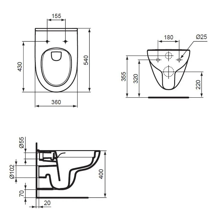 Ideal Standard i.life A Wandtiefspül-WC rund ohne Spülrand Bild 5