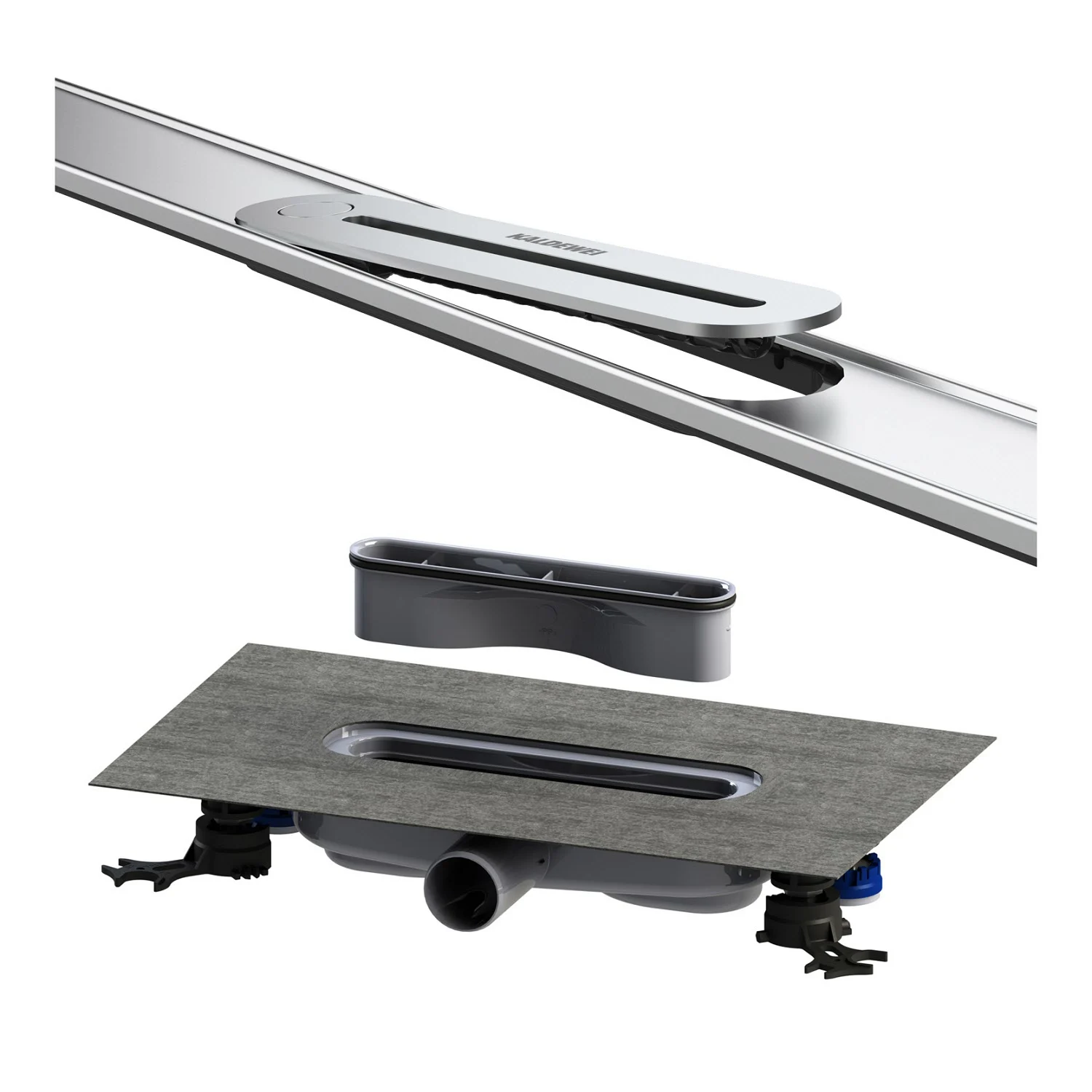 Kaldewei FLOW Duschrinnen-Set 120 cm Ablauf horizontal flat Bild 2