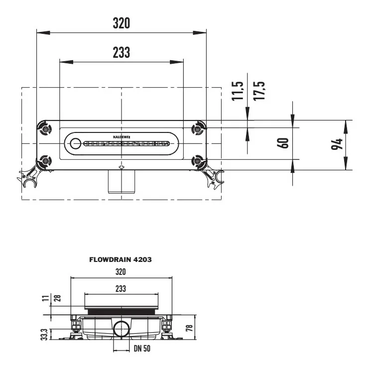 Kaldewei FLOWPOINT-Set Punktablauf 2410 mit FLOWDRAIN 4203 horizontal regular Bild 4