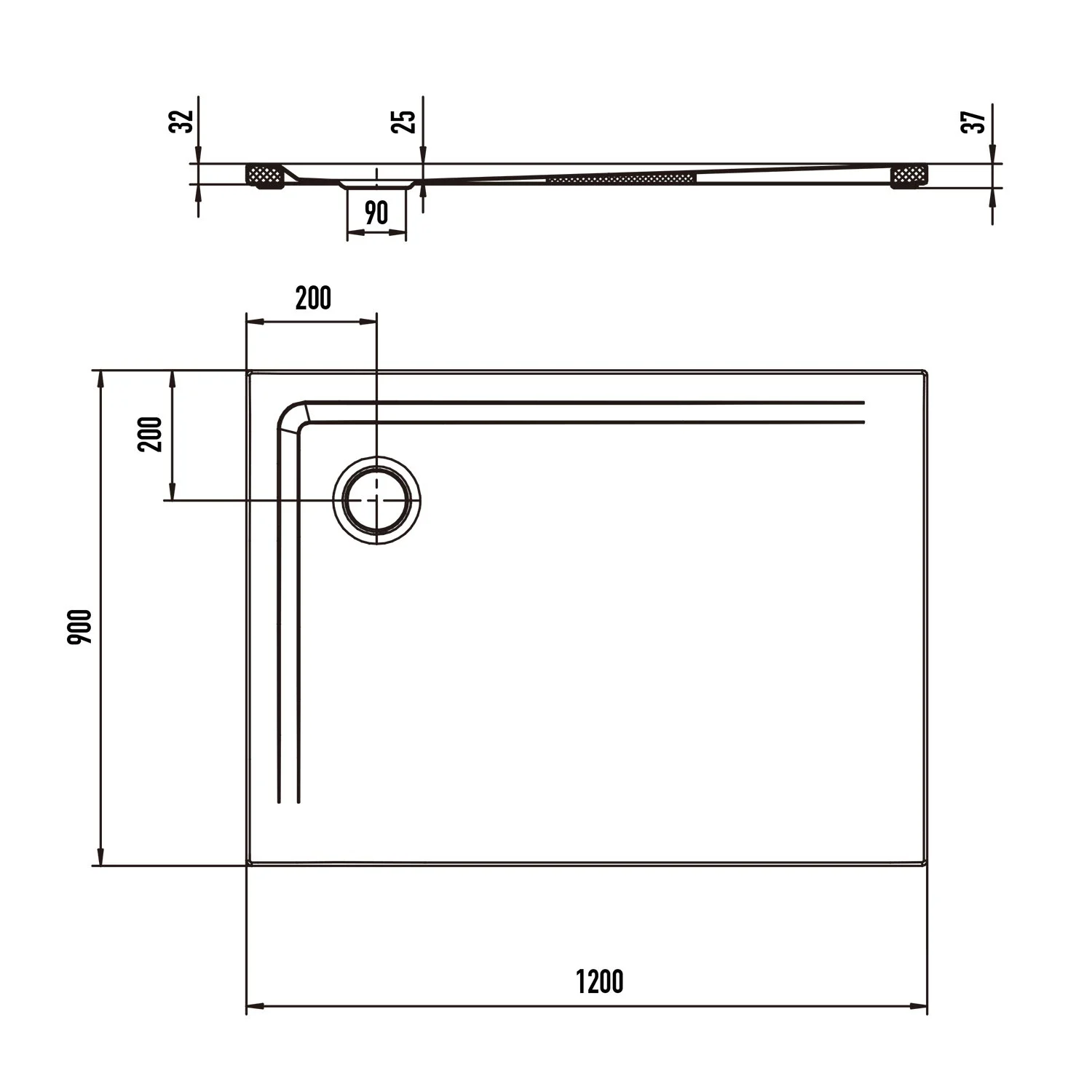 Kaldewei SUPERPLAN 1851-5 Duschwanne 90 x 120 cm mit Secure Plus, inkl. Wannenträger extraflach Bild 4