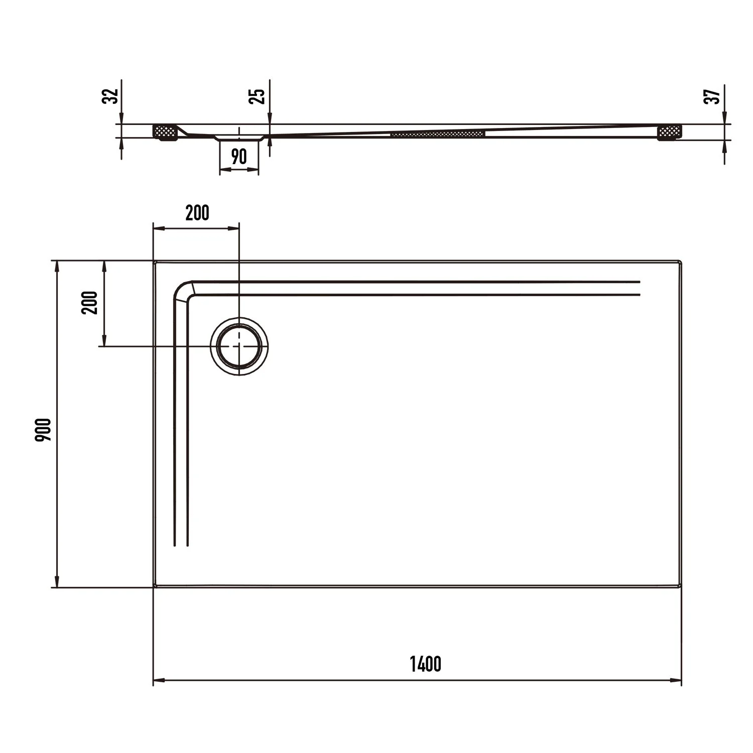 Kaldewei SUPERPLAN 1853-5 Duschwanne 90 x 140 cm mit Secure Plus, inkl. Wannenträger extraflach Bild 4