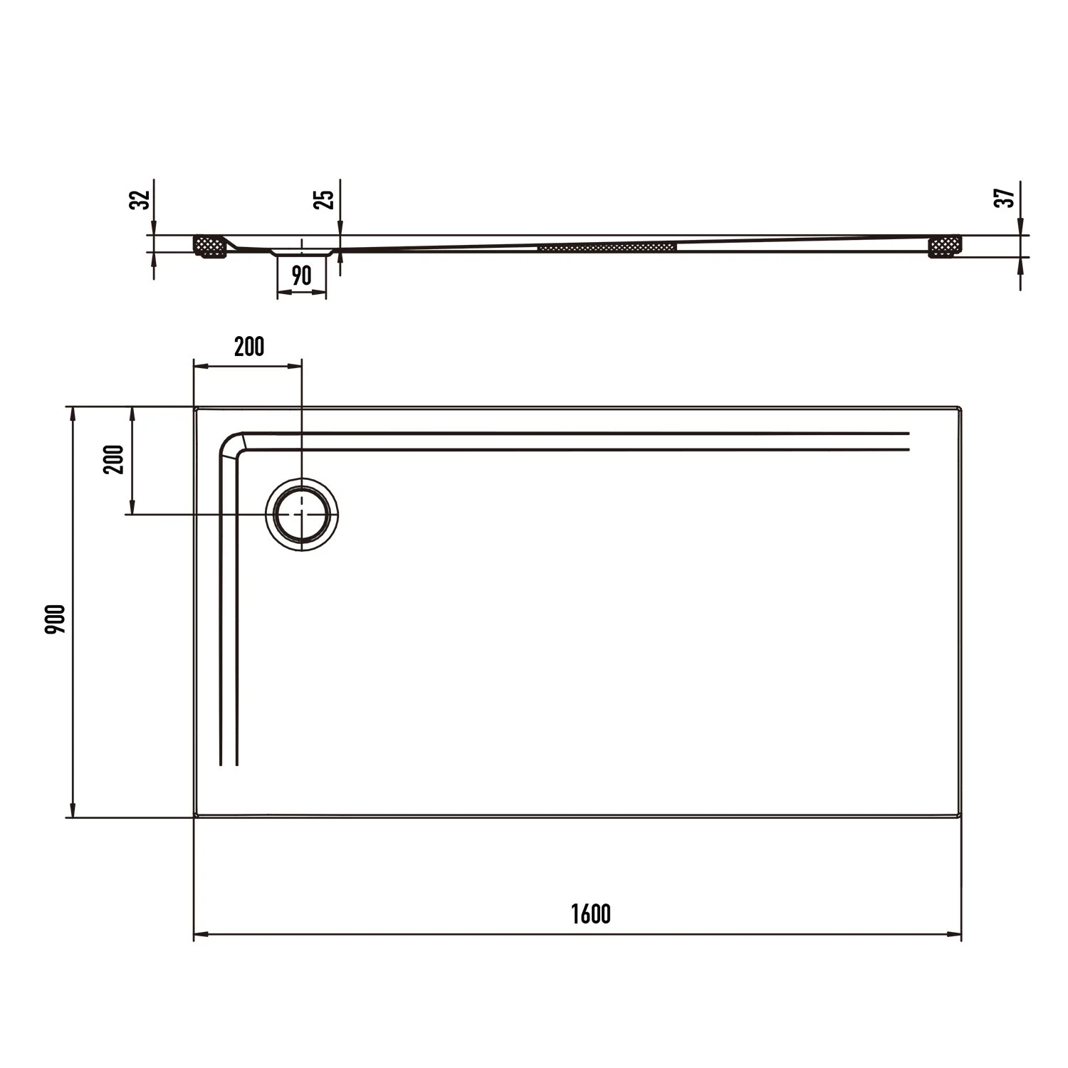 Kaldewei SUPERPLAN 1855-5 Duschwanne 90 x 160 cm mit Secure Plus, inkl. Wannenträger extraflach Bild 4