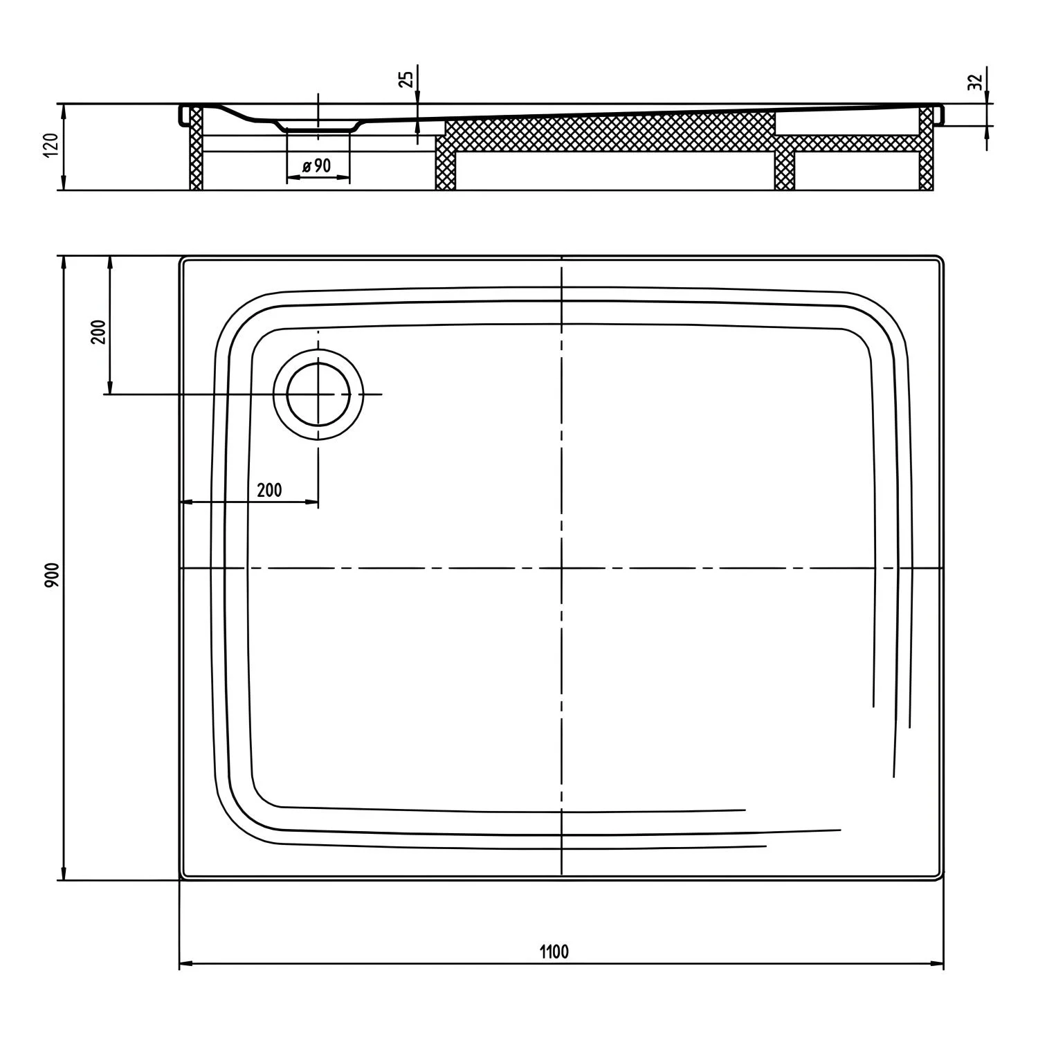 Kaldewei SUPERPLAN CLASSIC 405-2 Duschwanne 90 x 110 cm mit Invisible Grip, inkl. Wannenträger Bild 5