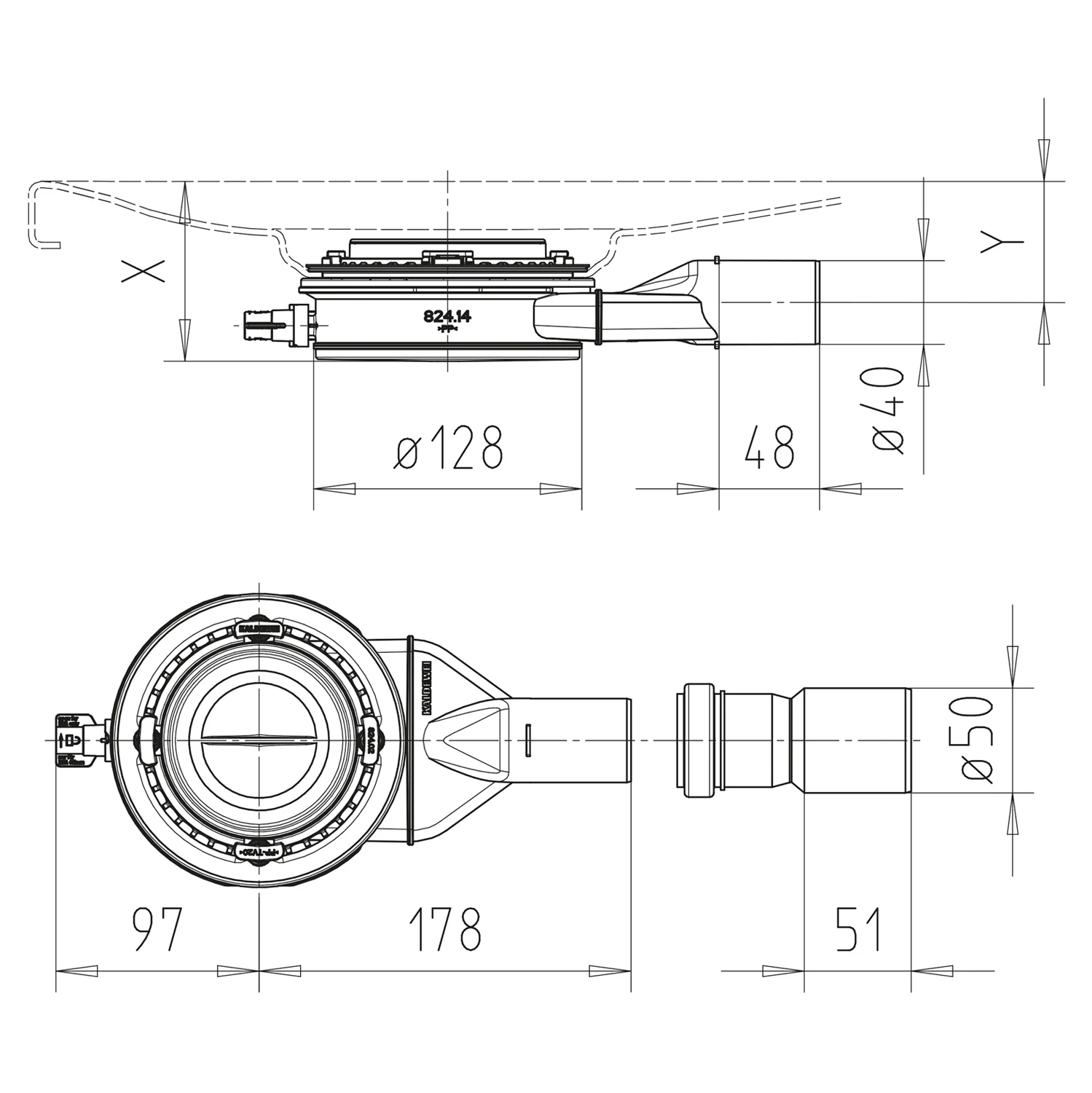 Kaldewei Ablaufgarnitur KA 120 waagerecht flach, Modell 4107 Bild 2