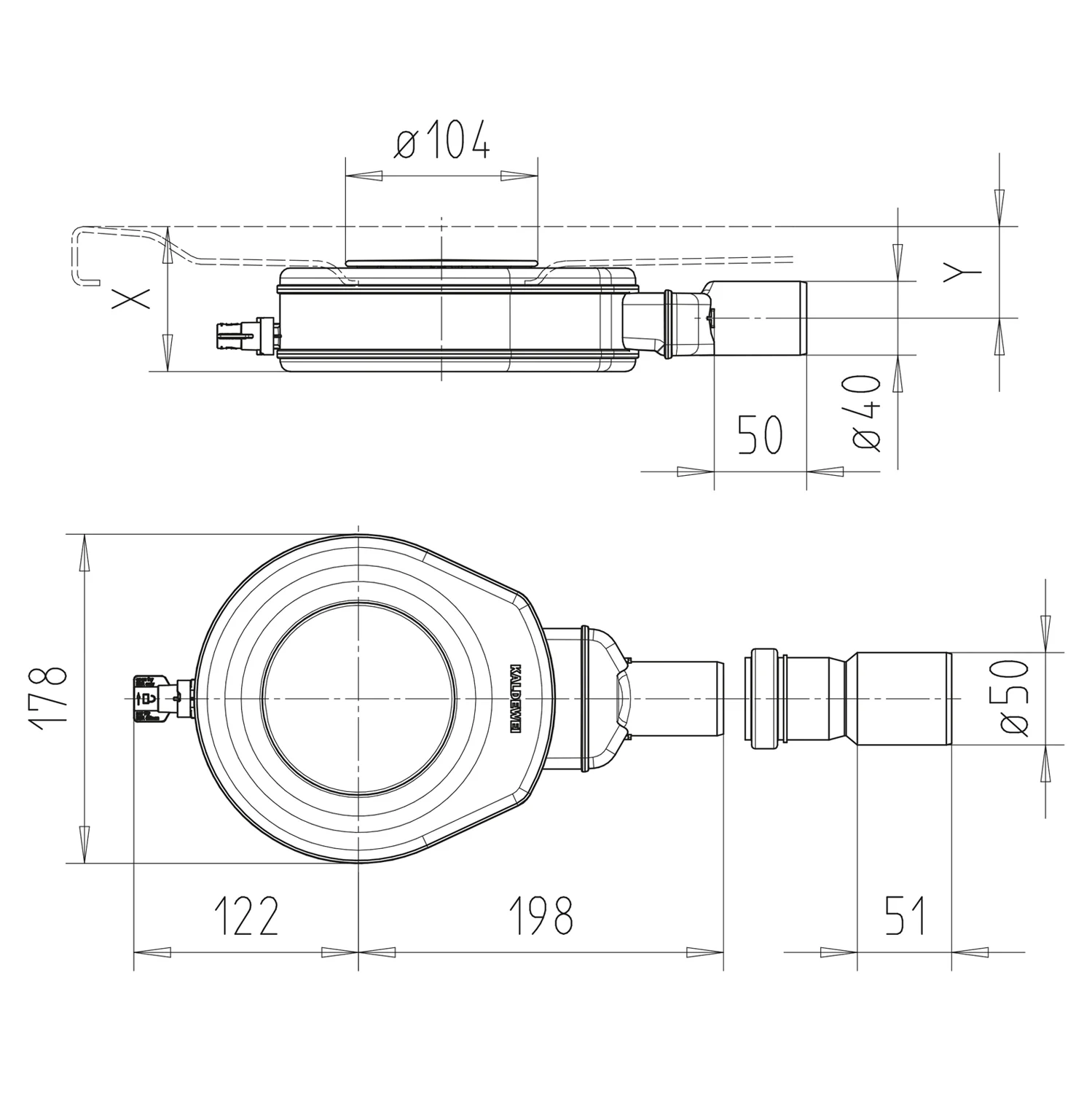 Kaldewei Ablaufgarnitur KA 90 waagerecht flach, Modell 4104 Bild 2