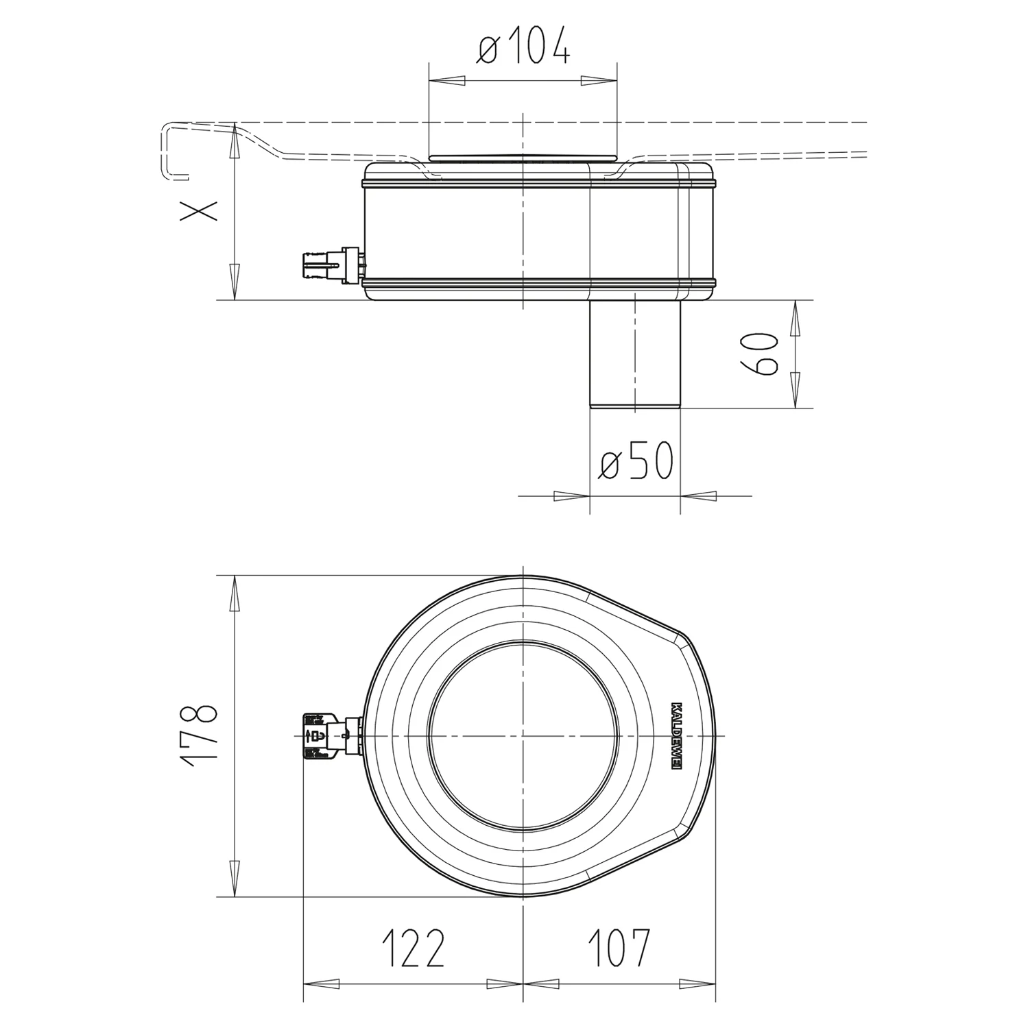 Kaldewei Ablaufgarnitur KA 90 senkrecht, Modell 4105 Bild 2