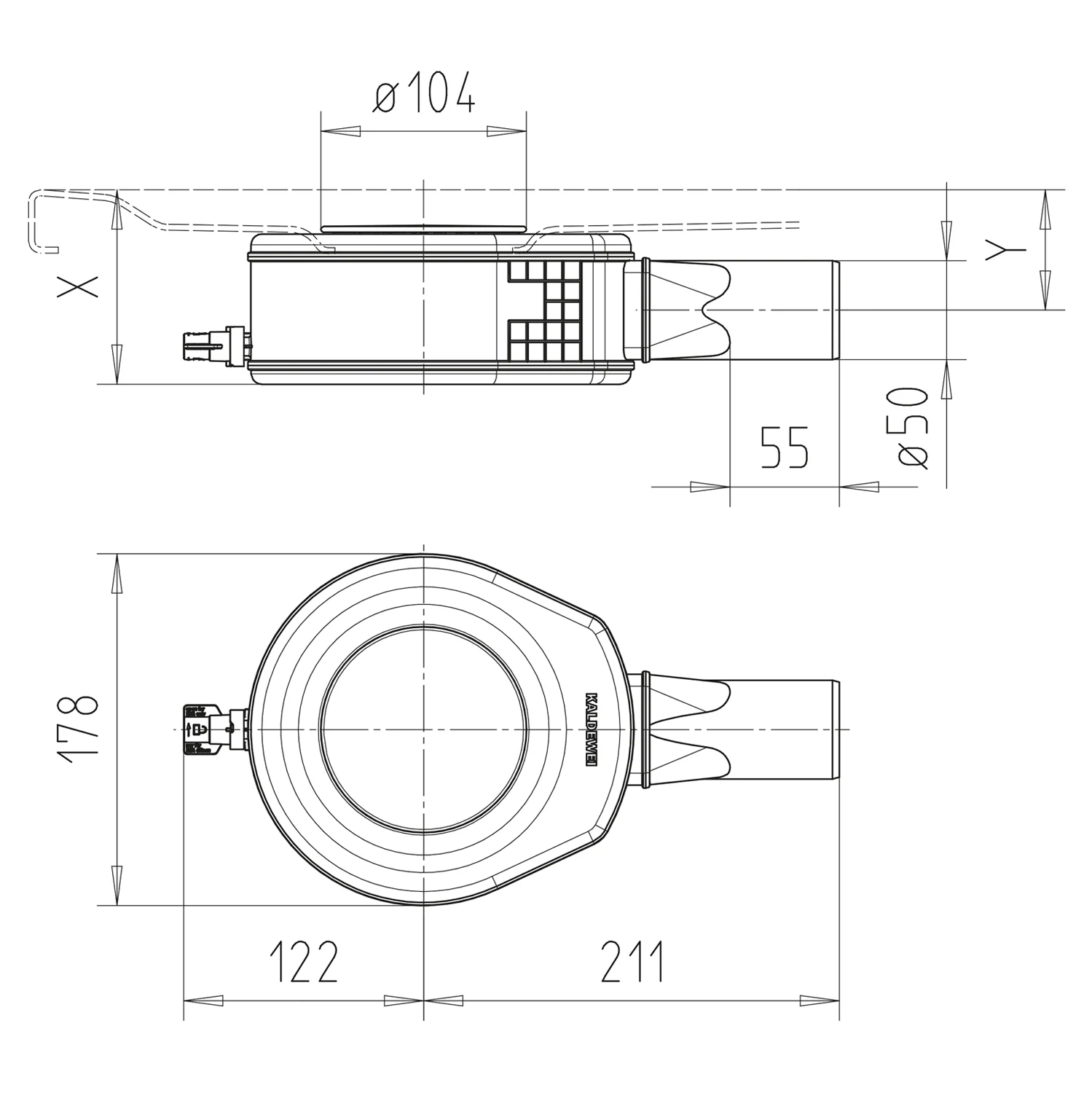 Kaldewei Ablaufgarnitur KA 90 waagerecht, Modell 4103 Bild 2