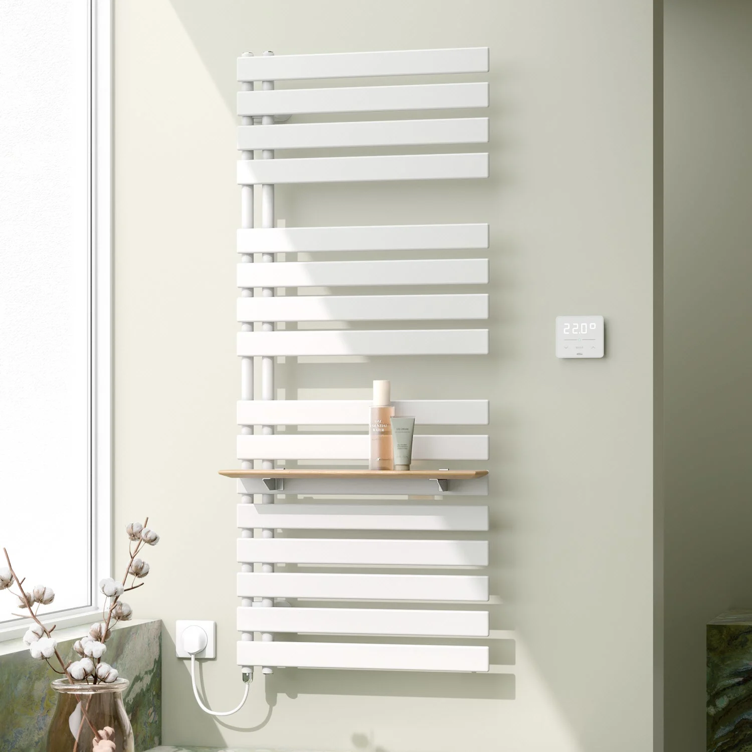 Kermi Credo Half flat -E Badheizkörper 60 x 103,9 cm, mit Elektro-Set WWS links