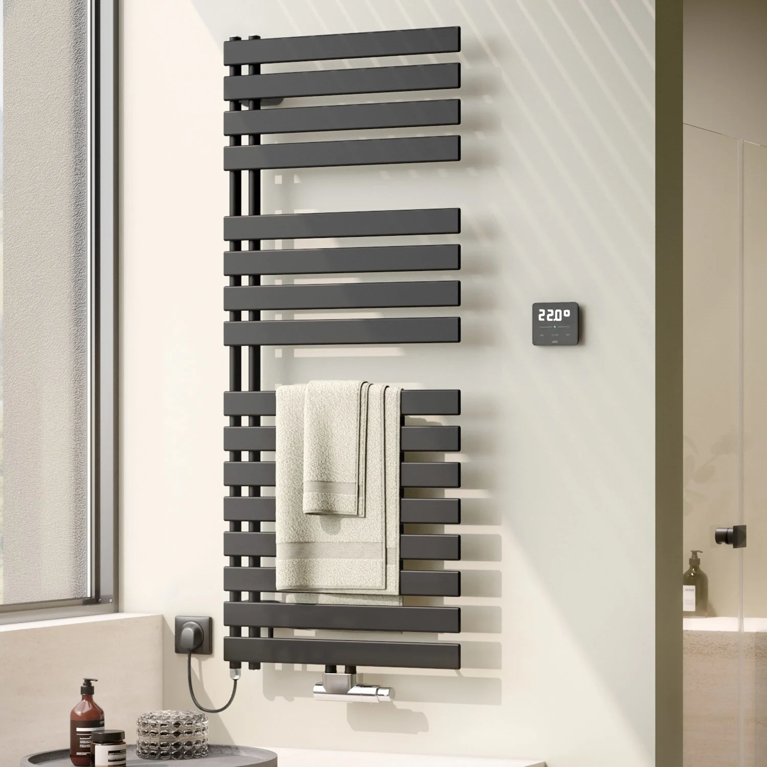 Kermi Credo Half flat -E Badheizkörper 60 x 183,4 cm, mit Elektro-Set WWS links