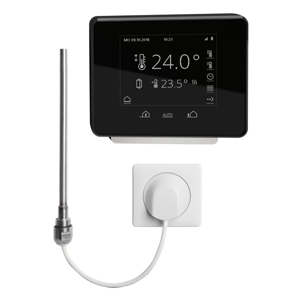 Zestaw elektryczny widok z przodu z czarnym wyświetlaczem, Kermi