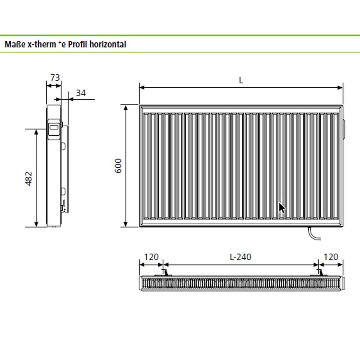 Kermi E-Panel Flachheizkörper horizontal 60 x 60 x 7,3 cm, mit Stecker Bild 4