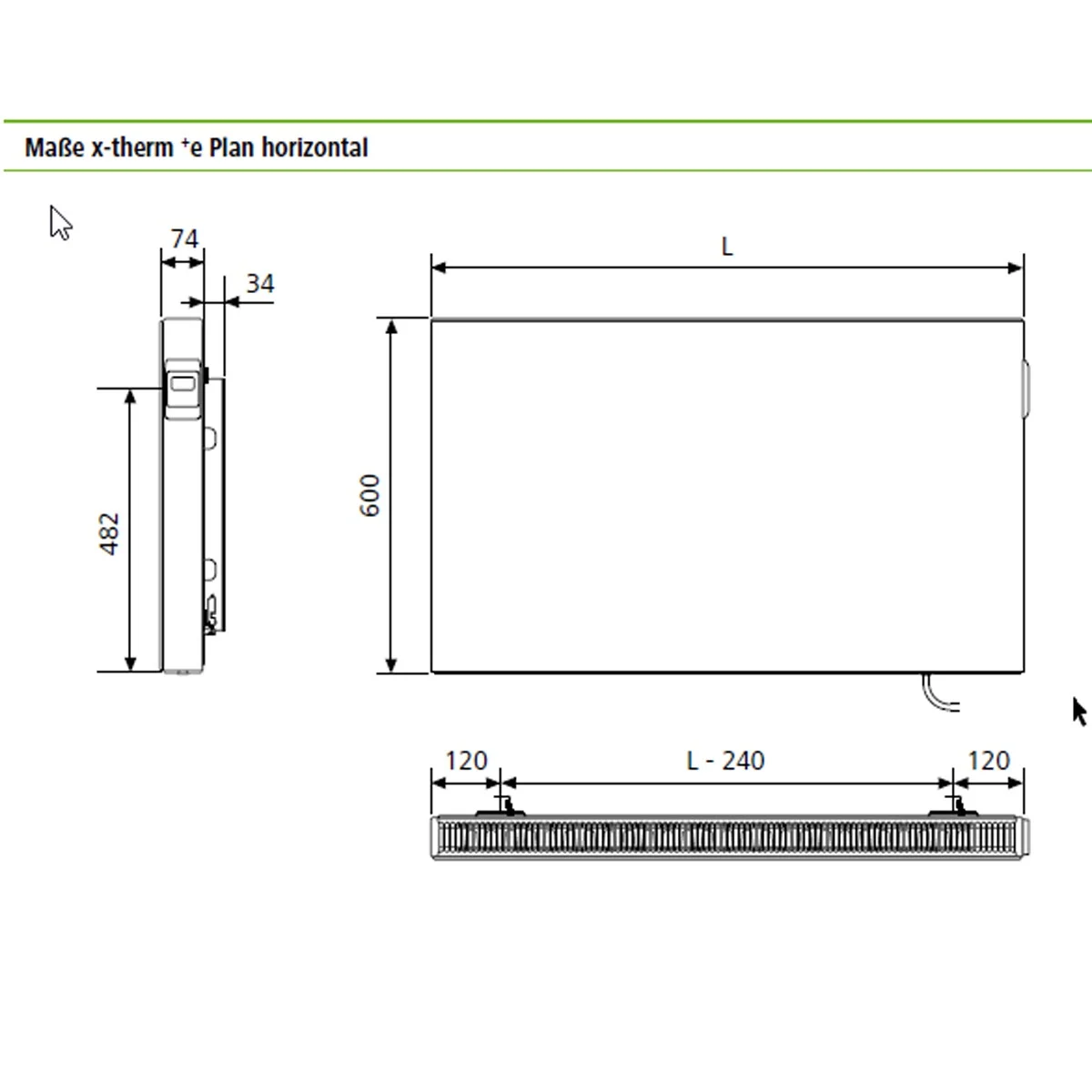 Kermi E-Panel Flachheizkörper horizontal 60 x 60 x 7,4 cm, mit Stecker Bild 4