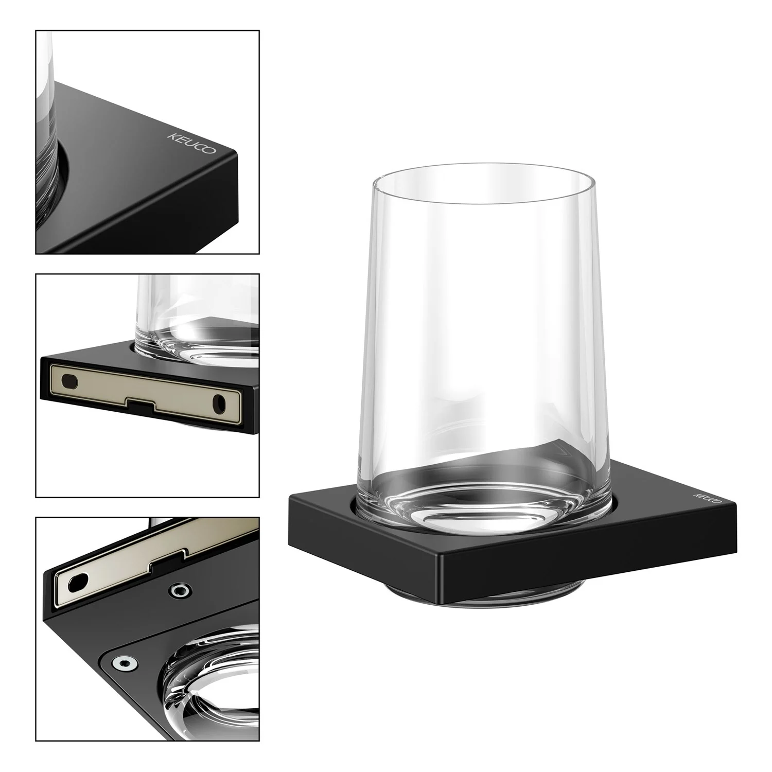 Keuco EDITION 11 Black Selection Glashalter mit Echtkristallglas Bild 7
