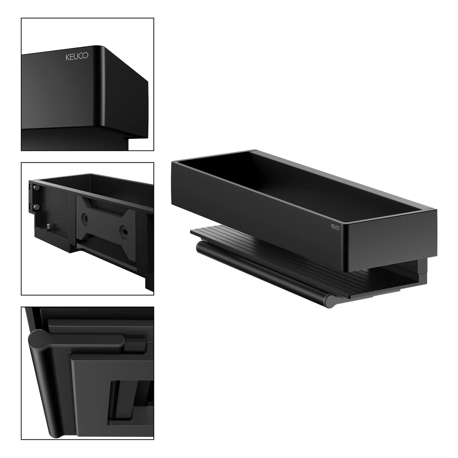 Keuco EDITION 11 Black Selection Duschkorb mit Glasabzieher Bild 6