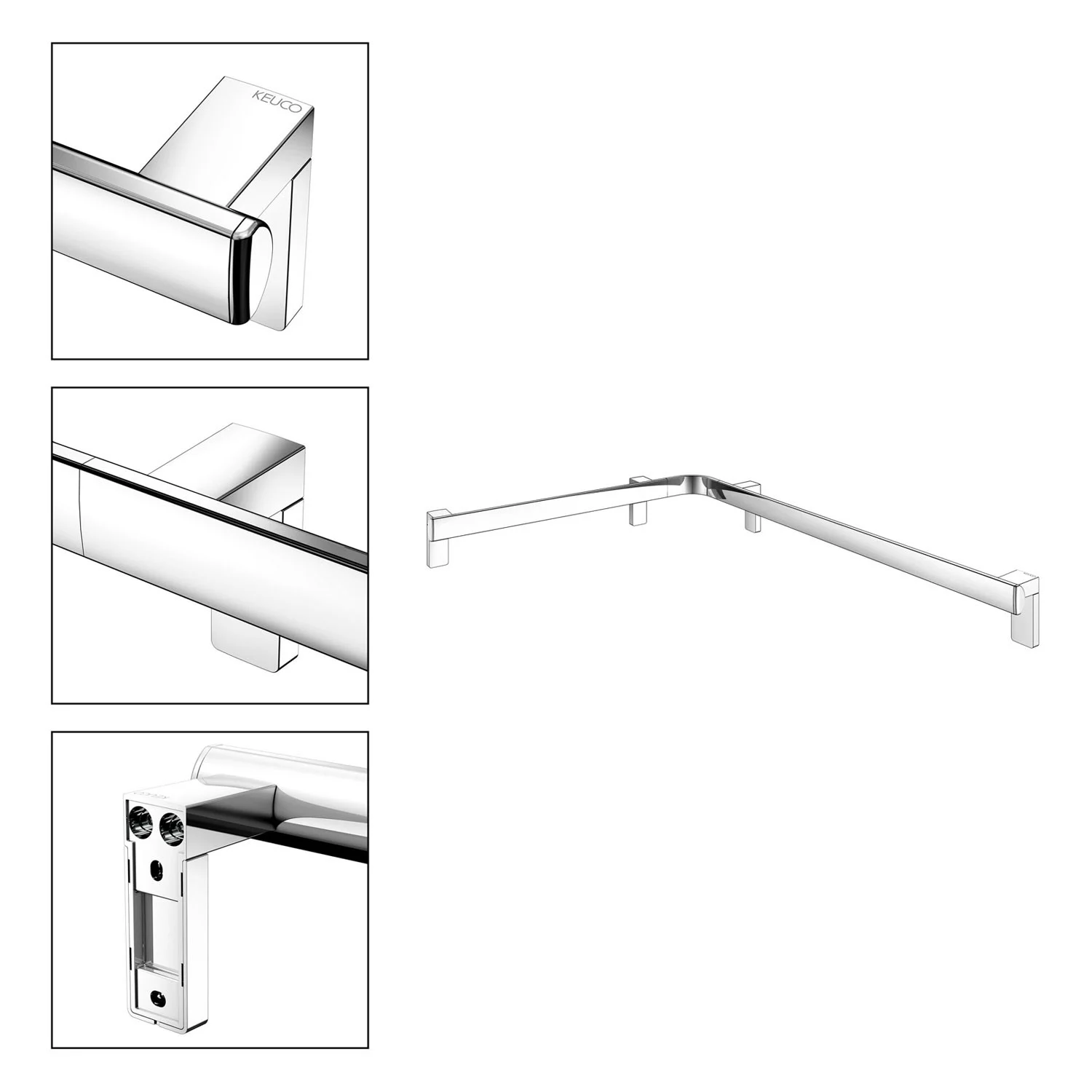 Keuco AXESS Eck-Dusch-/Wannenhandlauf aus Metall, 65 x 85 cm Bild 4
