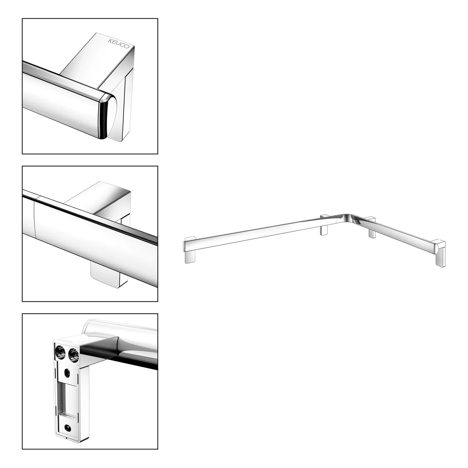 Keuco AXESS Eck-Dusch-/Wannenhandlauf aus Metall, 85 x 65 cm Bild 4