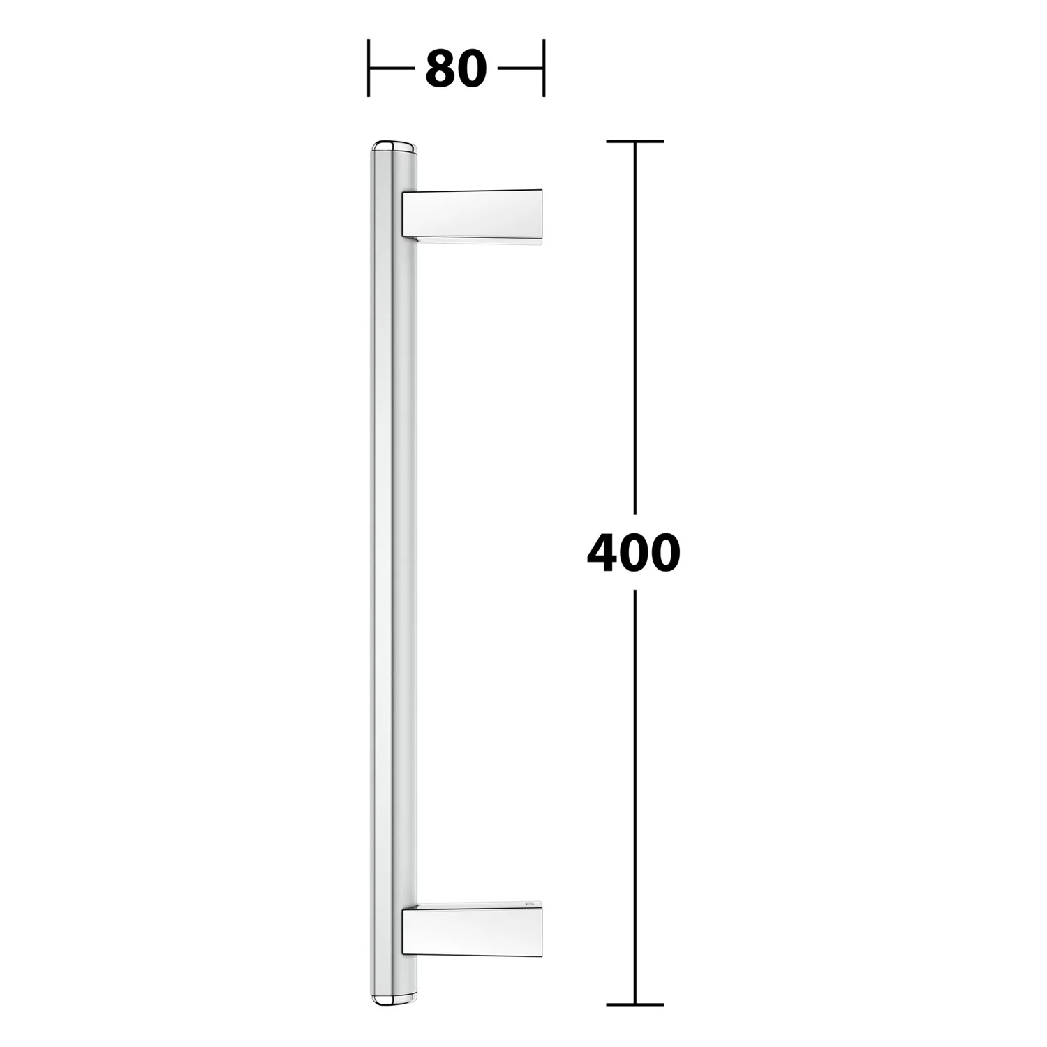 Srebrny uchwyt z wymiarami 80x400 mm, Keuco