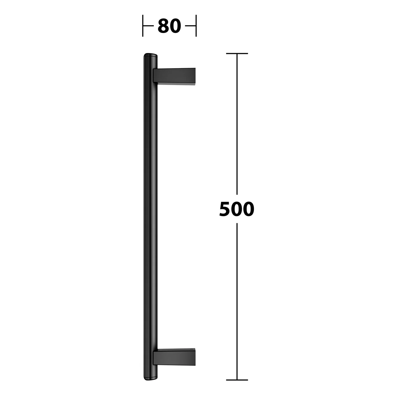 Czarny uchwyt z wymiarami 80x500 mm, Keuco