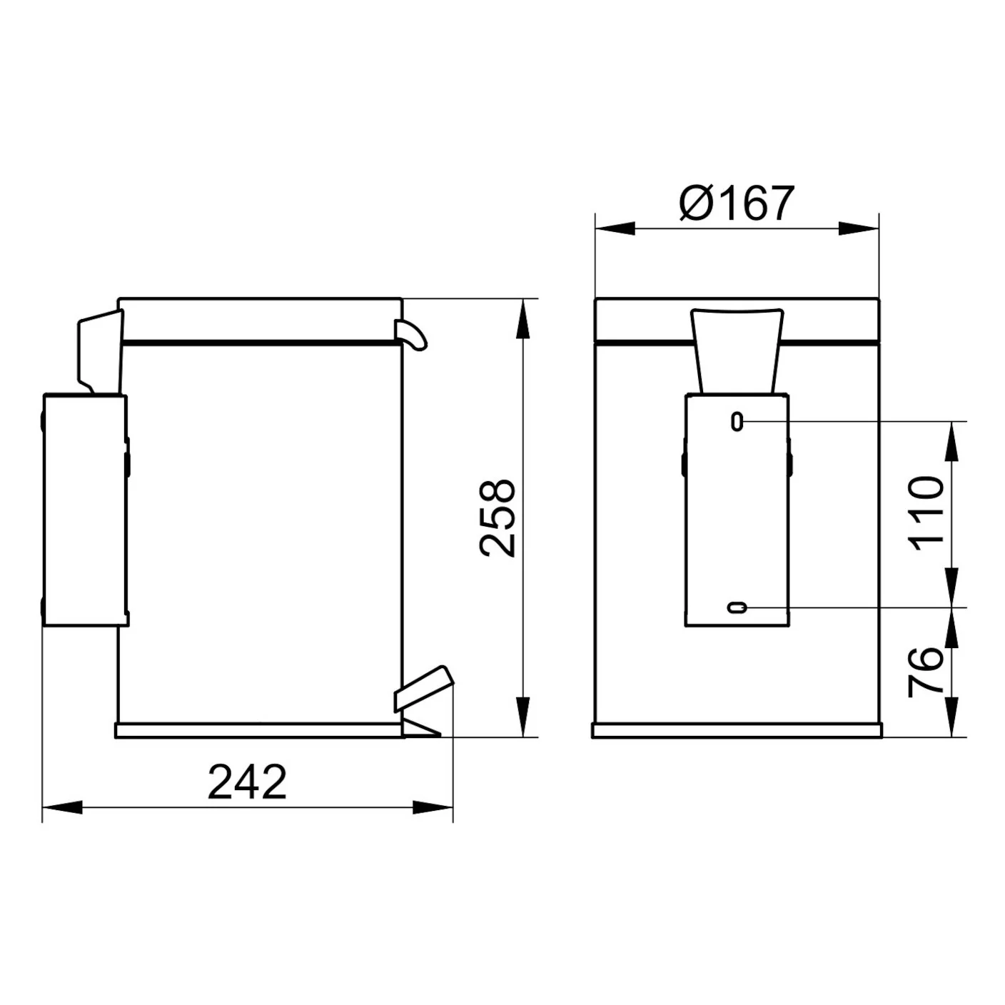 Keuco Plan Black Selection Abfalleimer mit Fußpedal, Wandmontage Bild 4