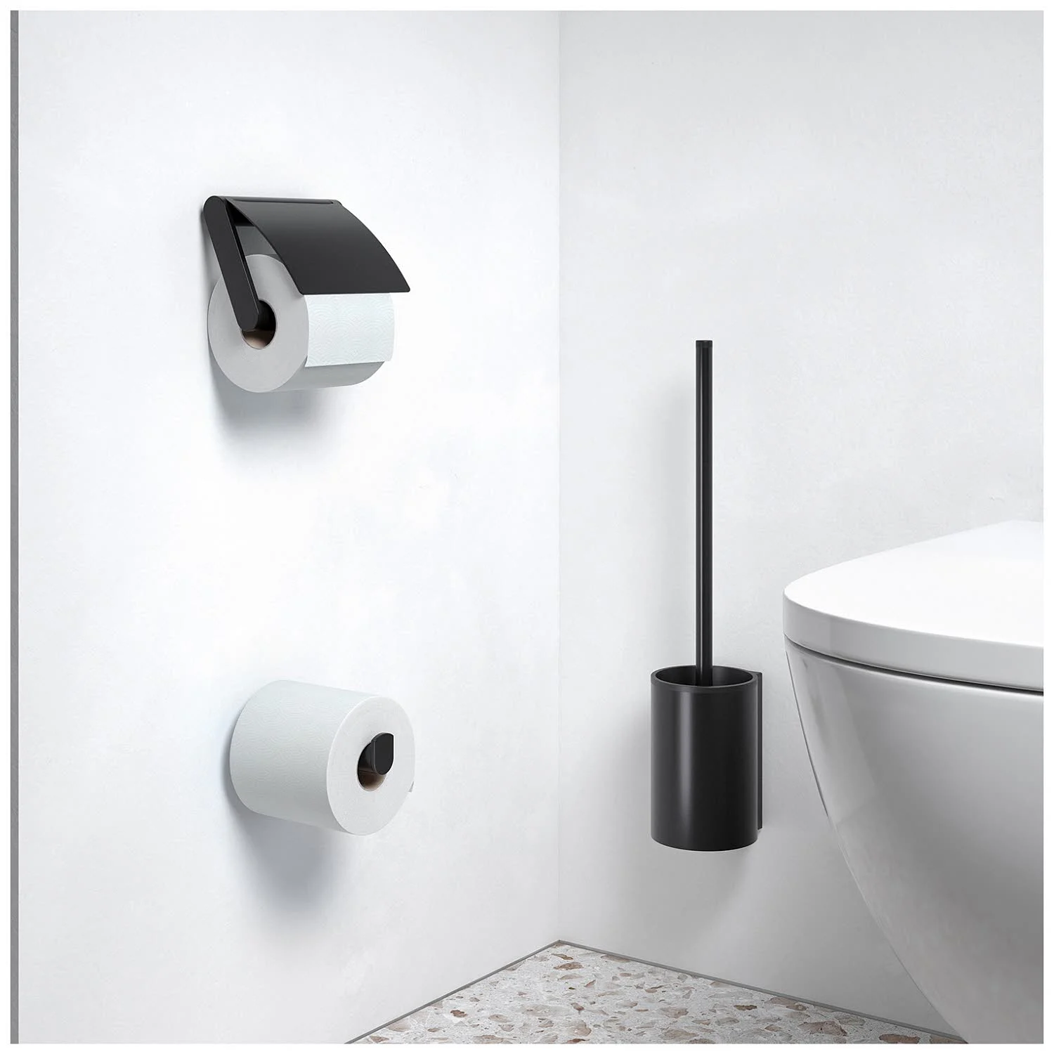 Keuco Plan Black Selection Toilettenpapierhalter mit Deckel