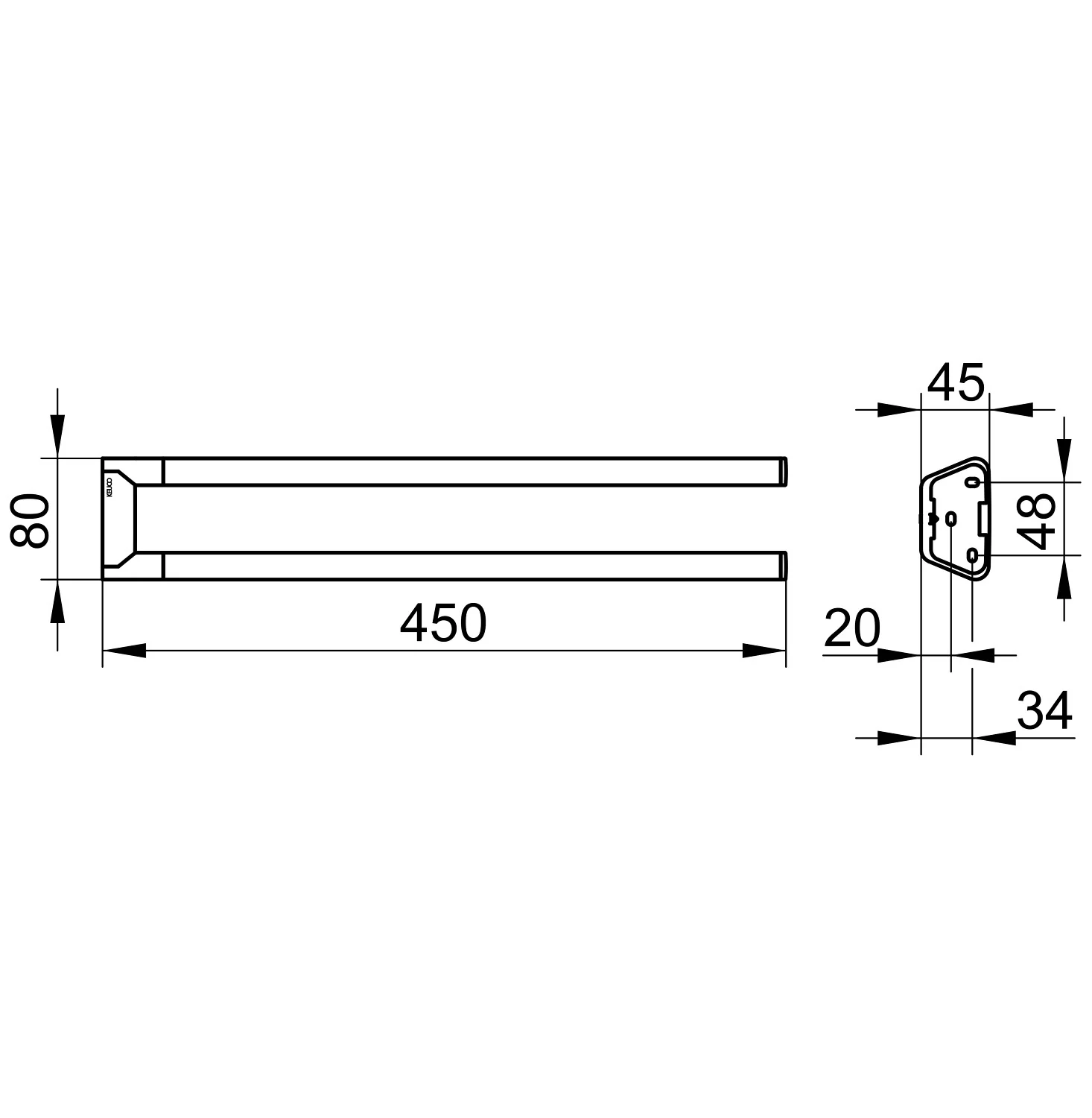 Keuco Reva Handtuchhalter 2-armig feststehend 45 cm Bild 4