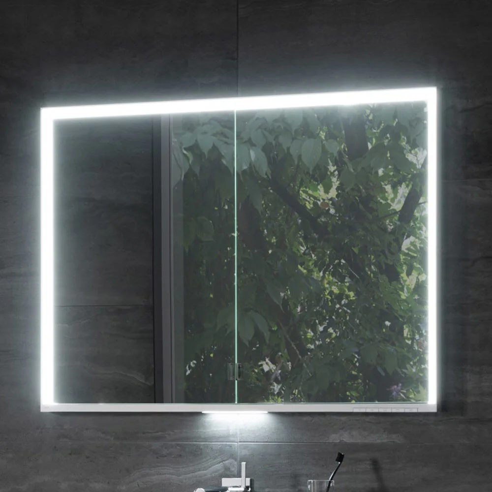 Keuco Royal Lumos Aufputz-Spiegelschrank 80 x 73,5 cm mit LED-Beleuchtung, 2 Türen