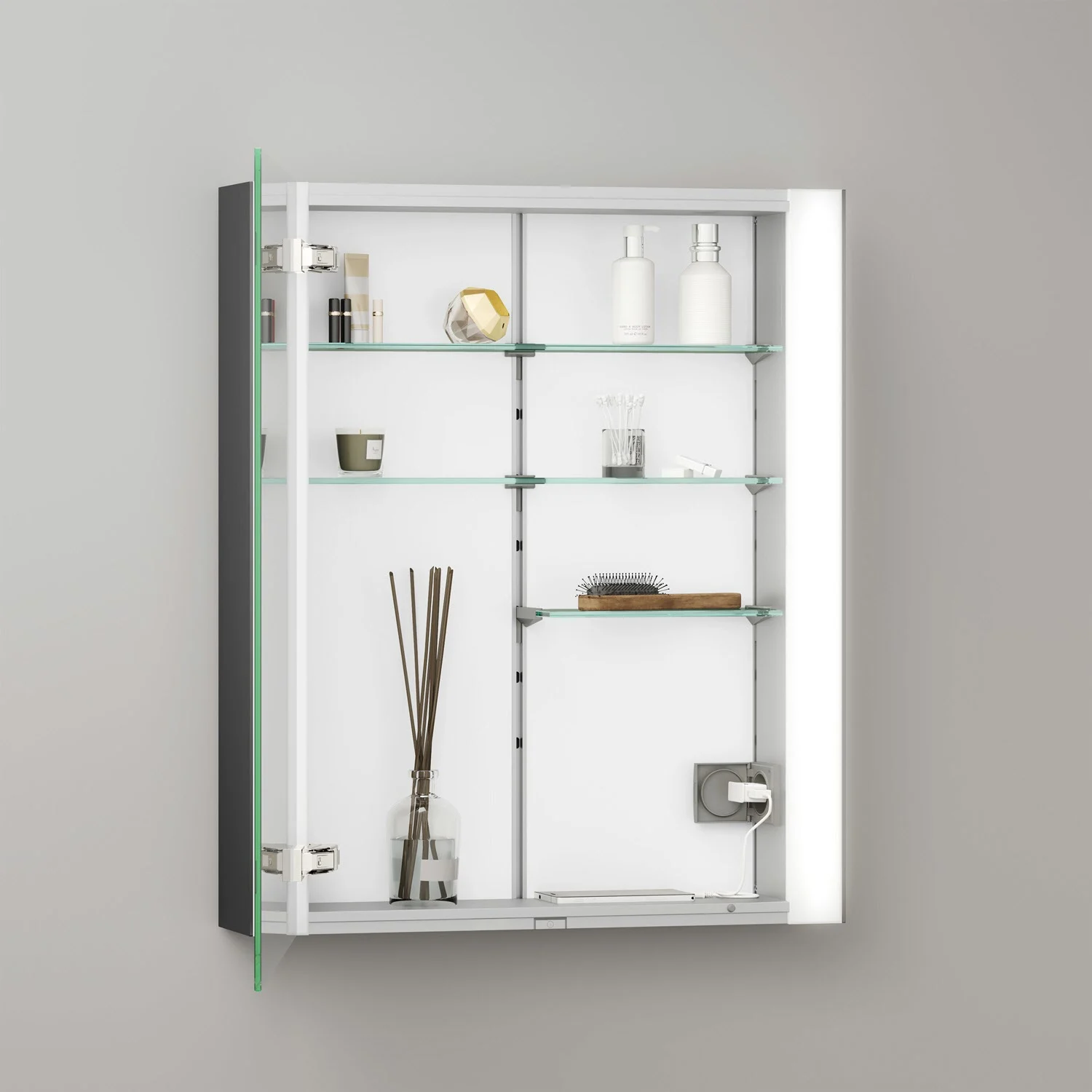 Keuco Royal Metis LED Aufputz-Spiegelschrank 60 x 71 cm Türanschlag links, französiche Ausführung Bild 4