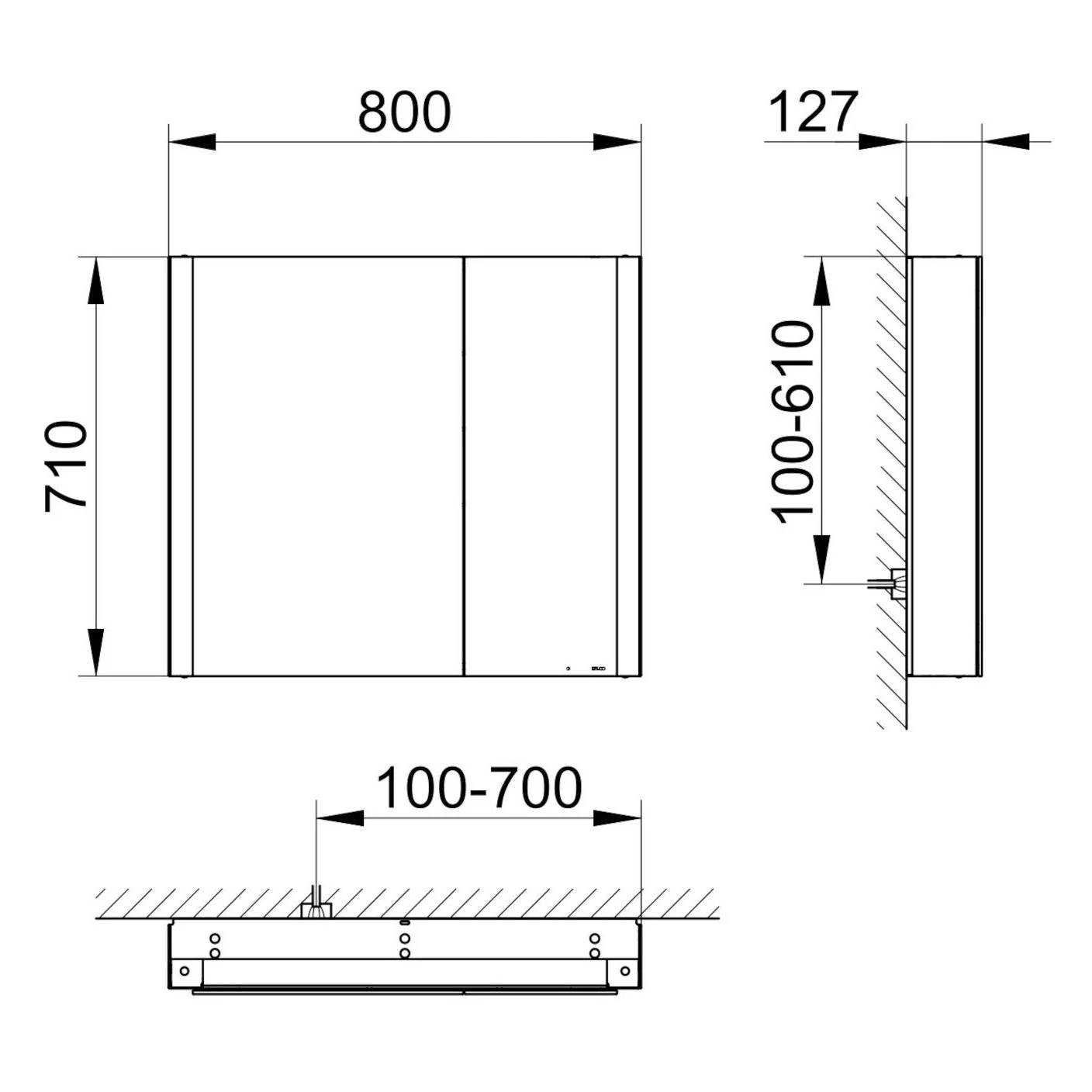 Keuco Royal Metis LED Aufputz-Spiegelschrank 80 x 71 cm, mit 2 Türen asymetrisch Bild 5