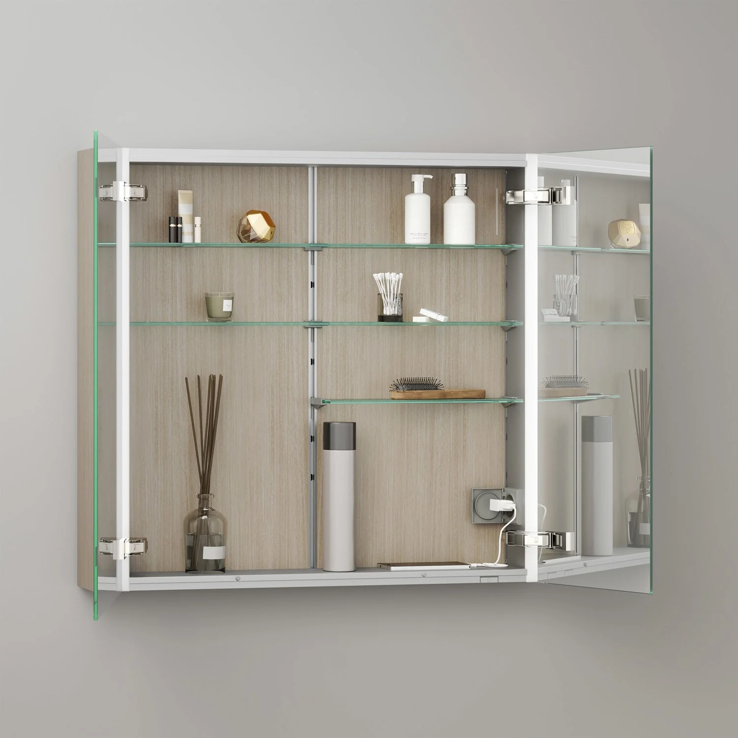 Keuco Royal Metis LED Aufputz-Spiegelschrank 80 x 71 cm, mit 2 Türen asymetrisch Bild 6