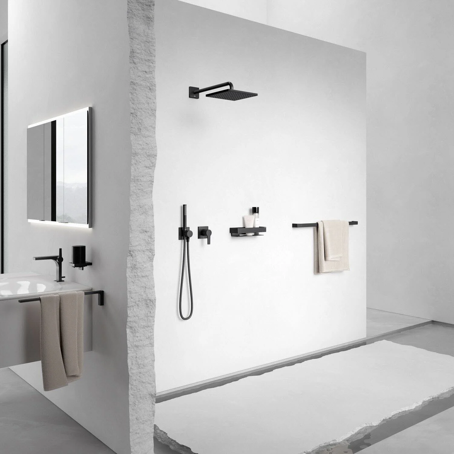 Keuco EDITION 11 Black Selection Einhebelmischer Set für 2 Verbraucher, mit Schlauchanschluss und Brausehalter Bild 5