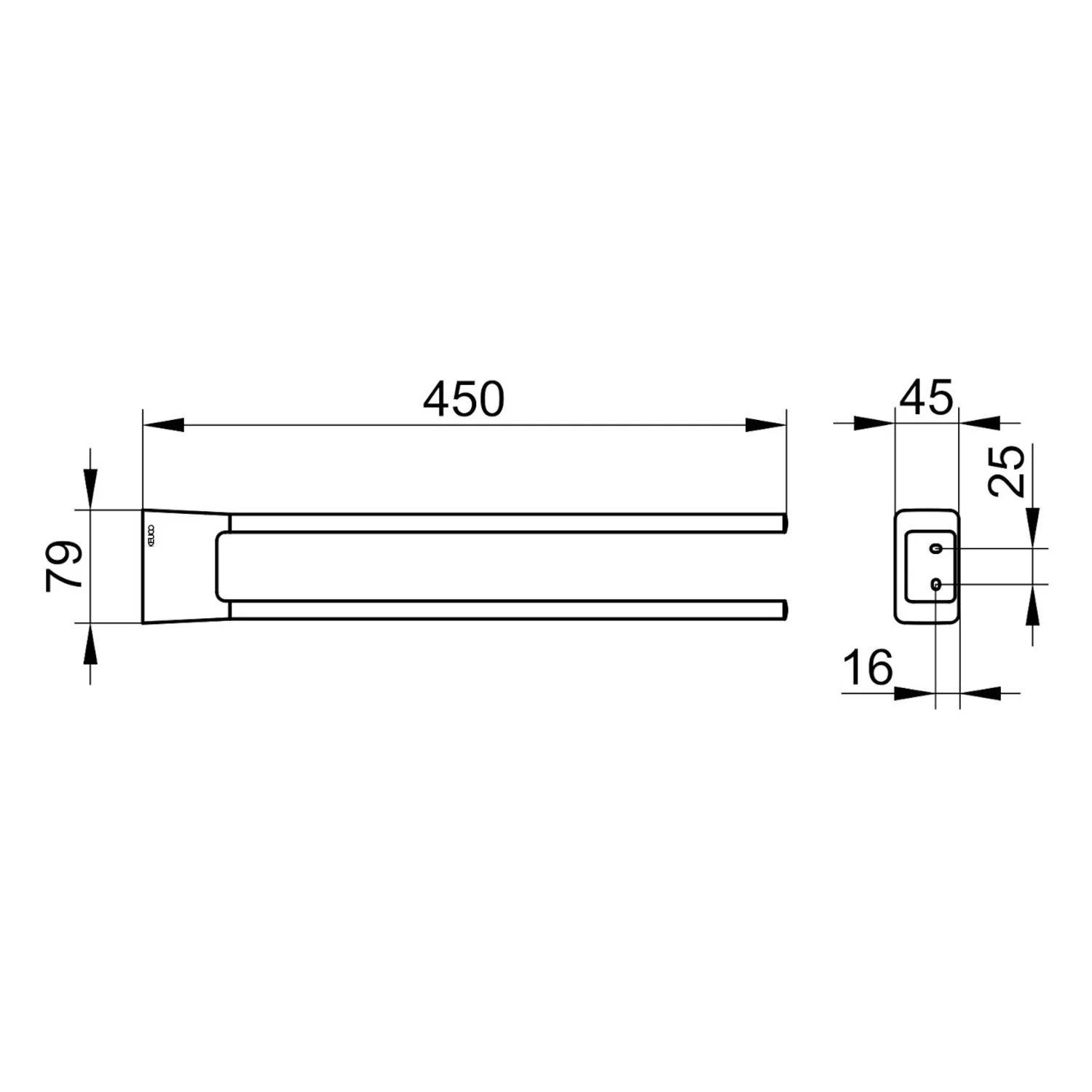 Keuco HERA Handtuchhalter 2-armig, starr, 45 cm Bild 5