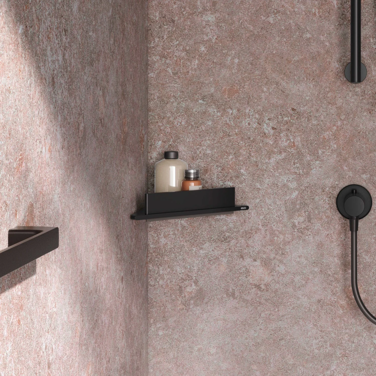 Keuco HERA Eckduschablage mit Duschabzieher Bild 7