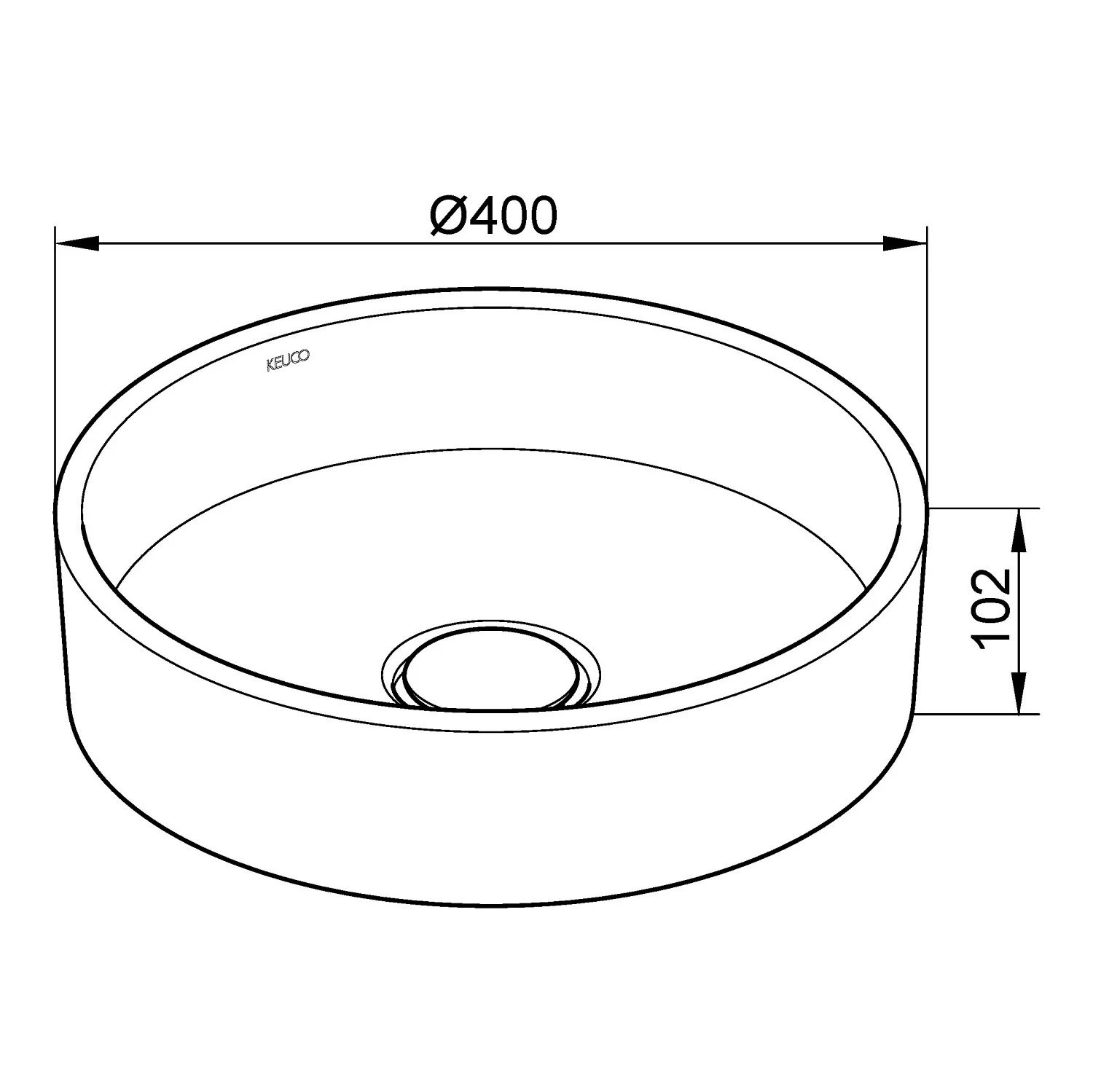 Keuco Stageline Aufsatz-Waschtisch rund 40 cm, ohne Hahnloch Bild 5