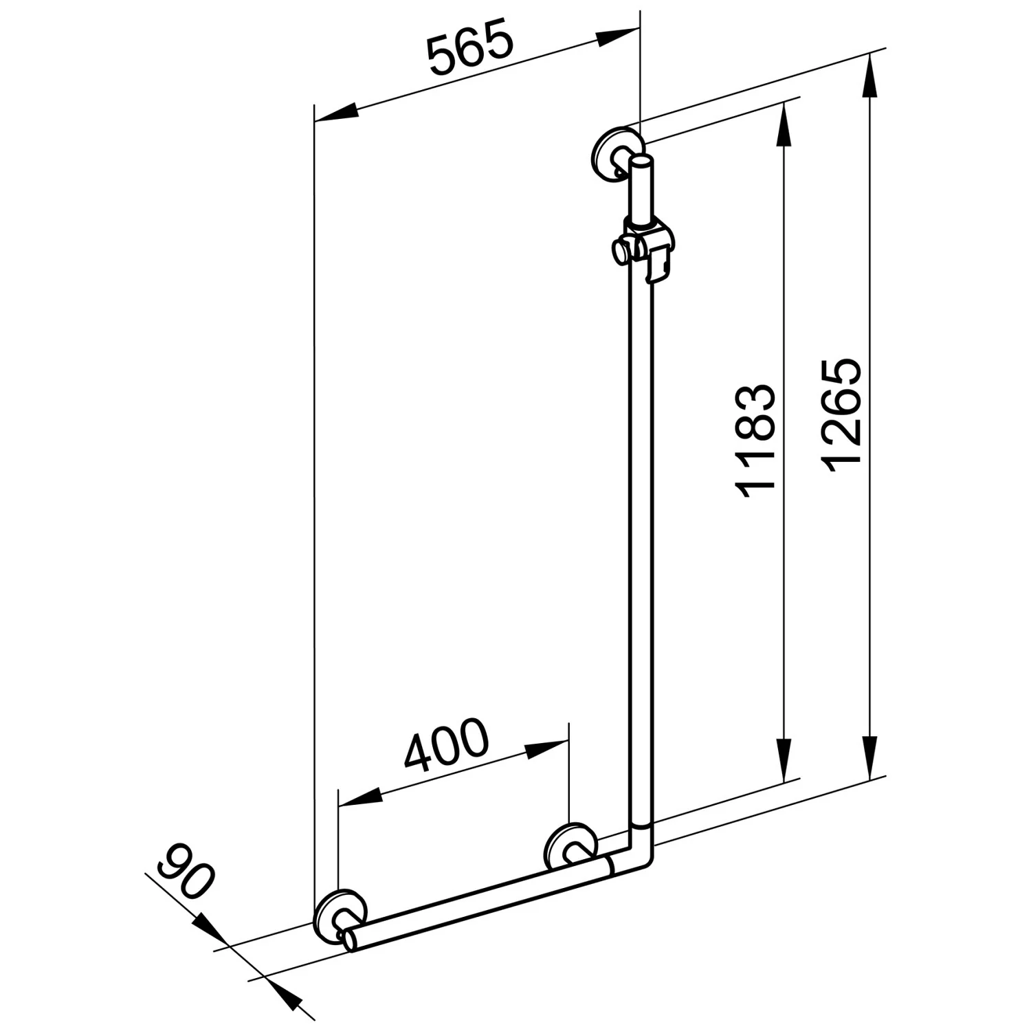 Keuco Plan Care Winkelgriff 90° zur Verwendung als Brausestange Bild 2