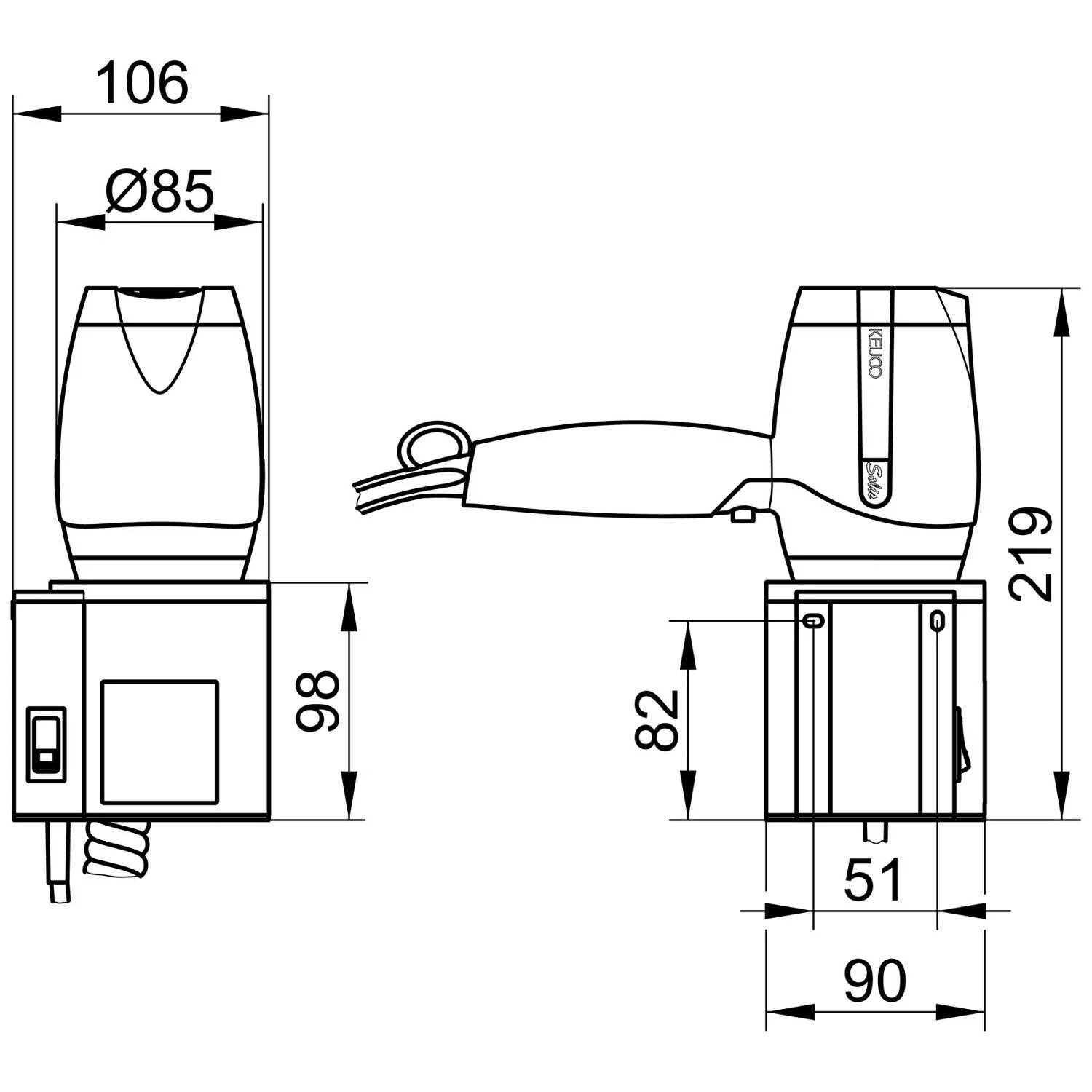 Keuco Haartrockner mit Wandhalterung Bild 2