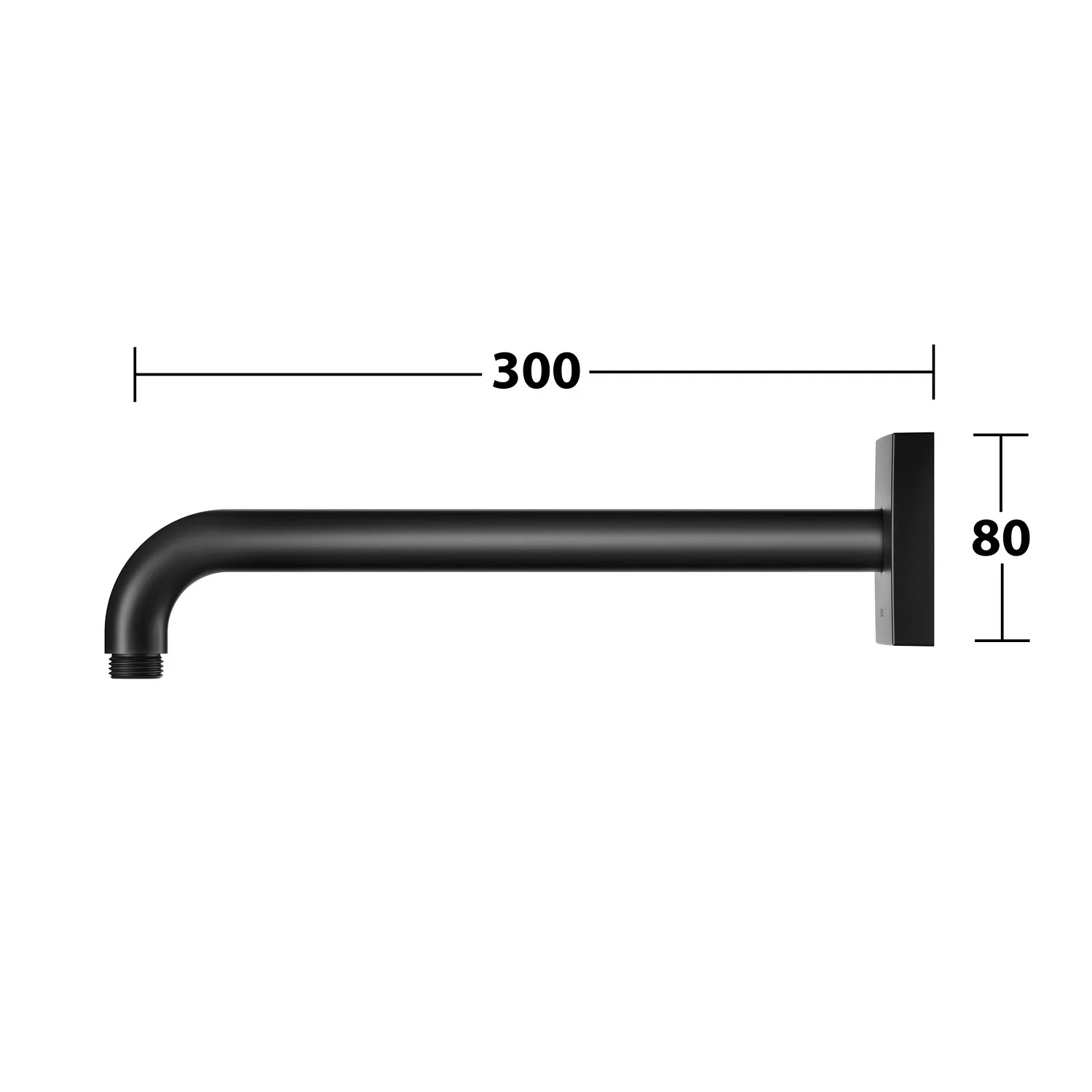 Keuco Black Selection Brausearm für Wandanschluss, Ausladung 30 cm, eckig Bild 3