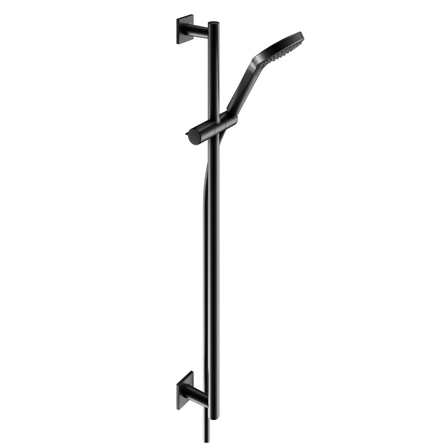 Keuco IXMO Black Selection Brause-Set mit Brausestange, Brauseschieber, Schlauch und Handbrause, eckige Rosetten