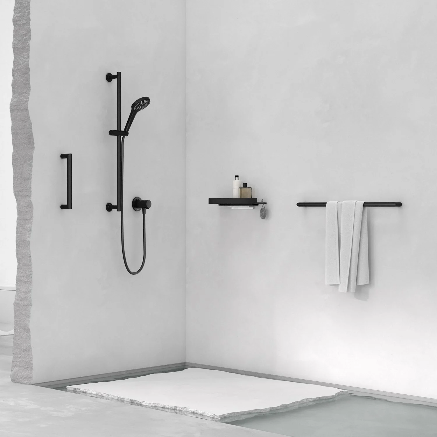 Keuco IXMO Black Selection Brause-Set mit Brausestange, Brauseschieber, Schlauch und Handbrause, runde Rosetten Bild 4