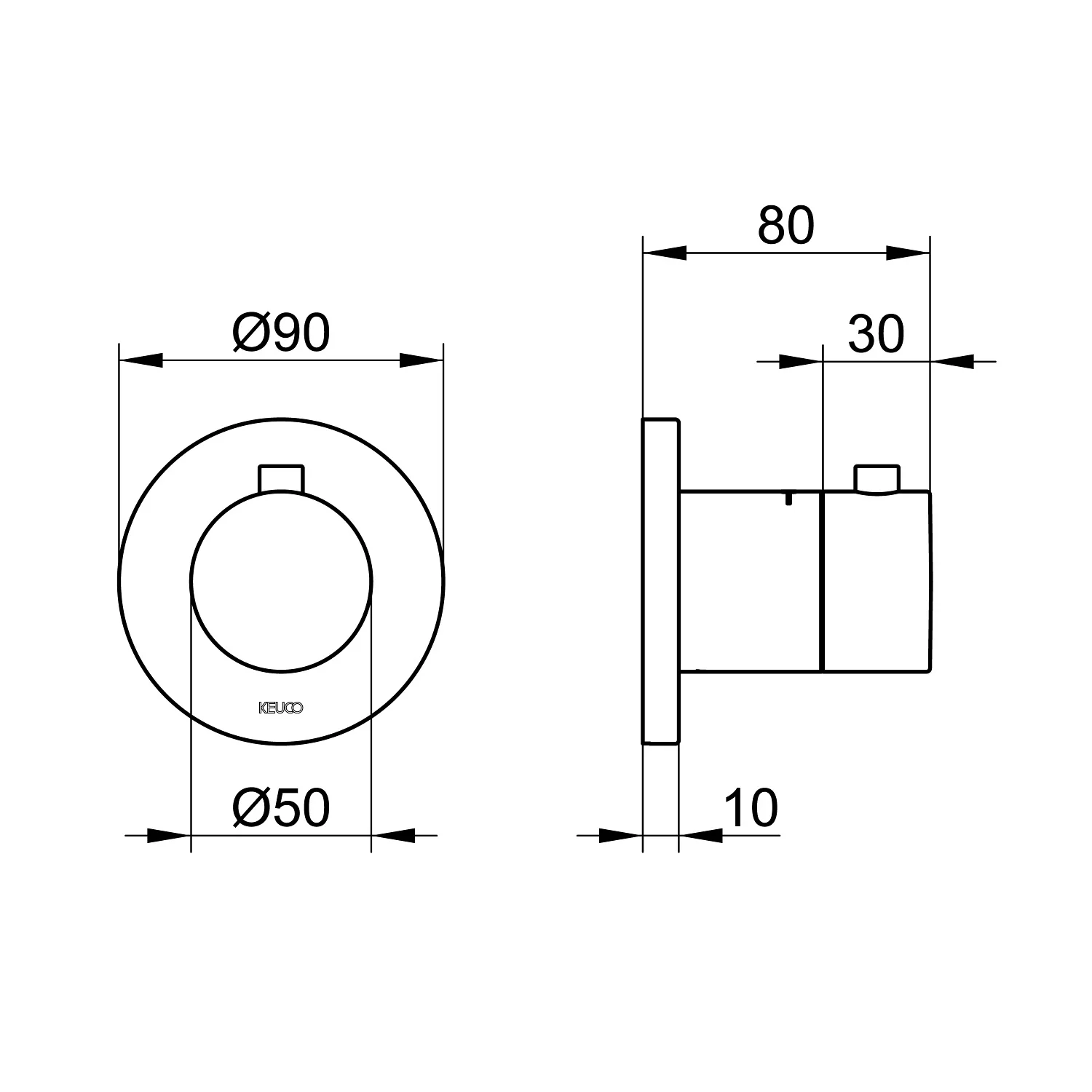 Keuco IXMO Black Selection Thermostatarmatur Unterputz, rund Bild 5