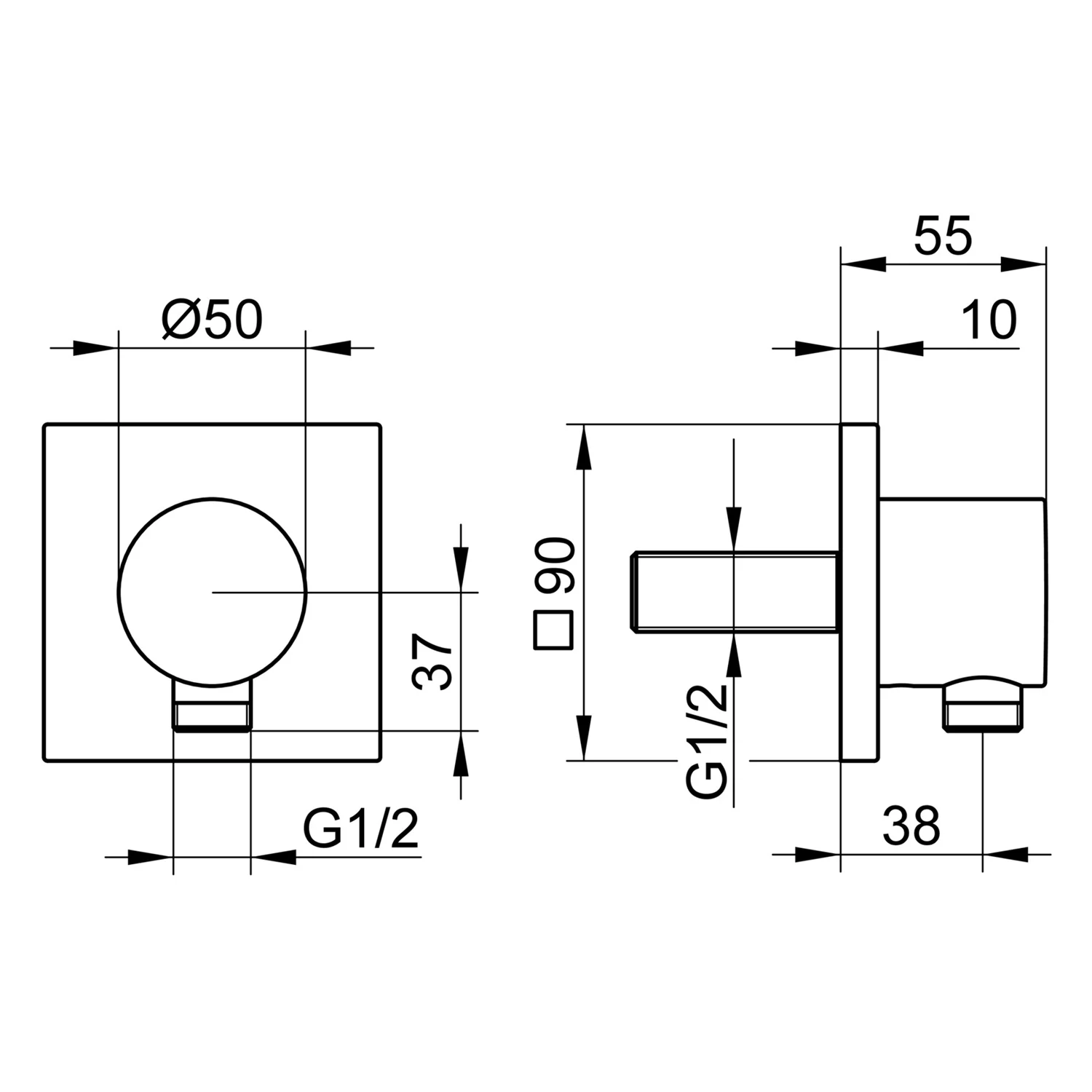 Keuco IXMO Schlauchanschluss DN 15 eckig Bild 2
