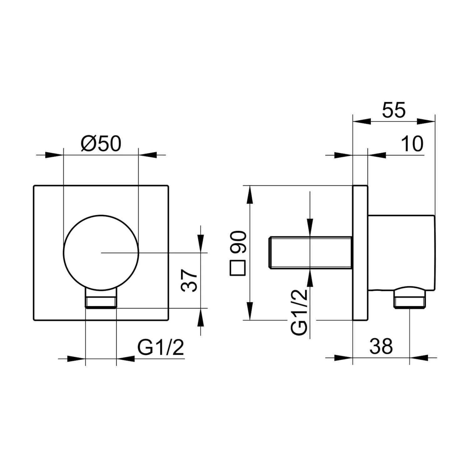 Keuco IXMO Schlauchanschluss DN 15 eckig Bild 3