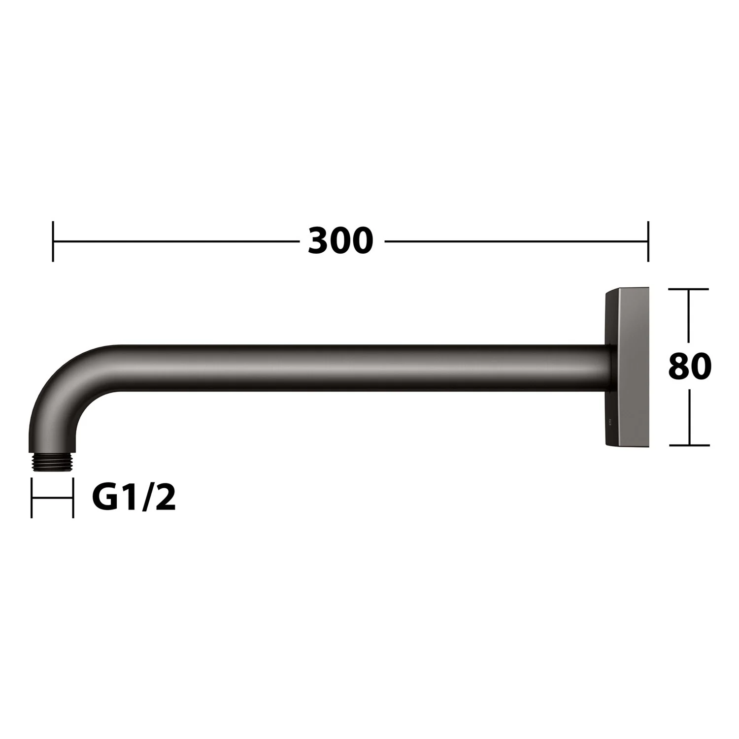 Keuco Brausearm für Wandanschluss, Ausladung 30 cm, eckig Bild 5