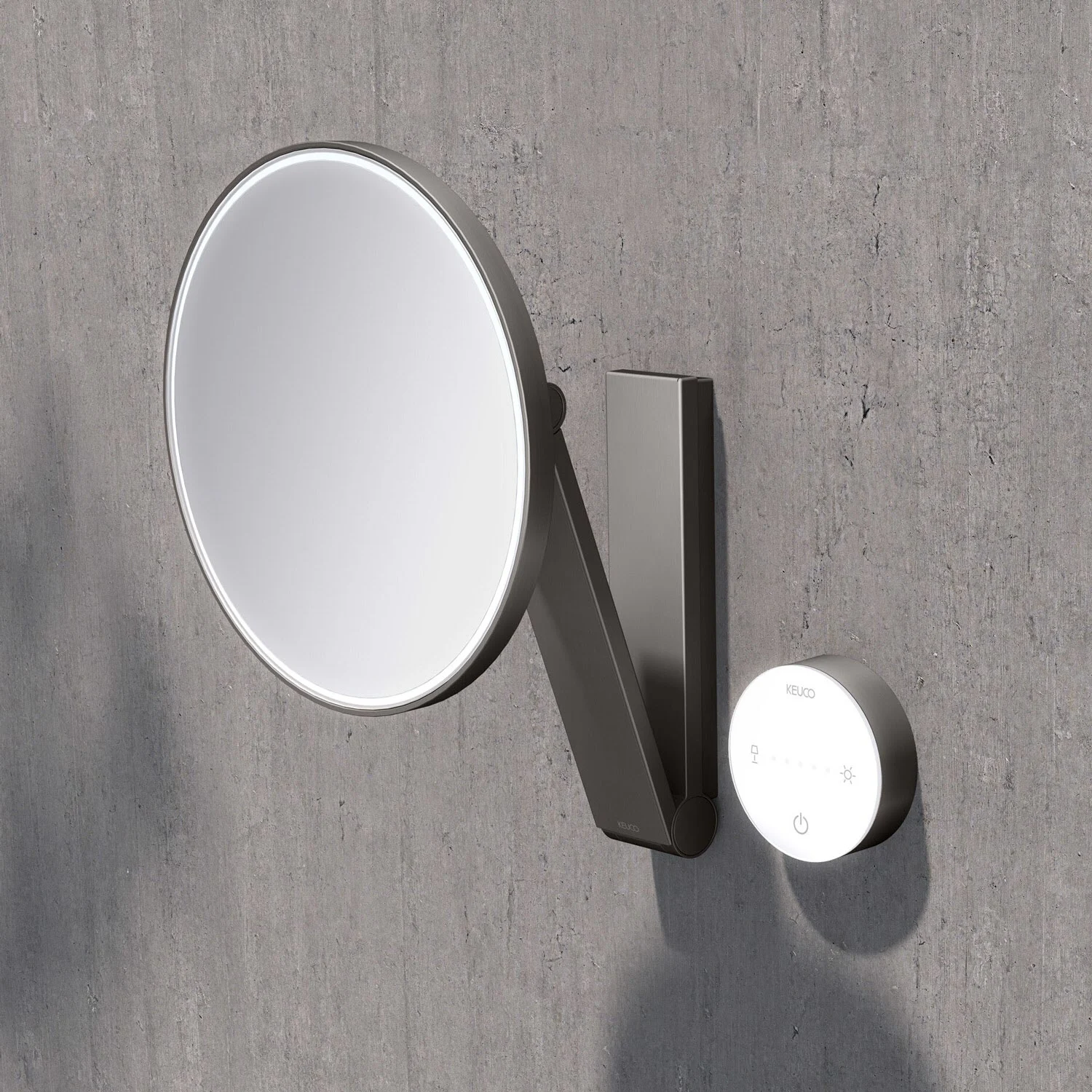 Keuco iLook-move Kosmetikspiegel rund, mit Beleuchtung und Bedienfeld