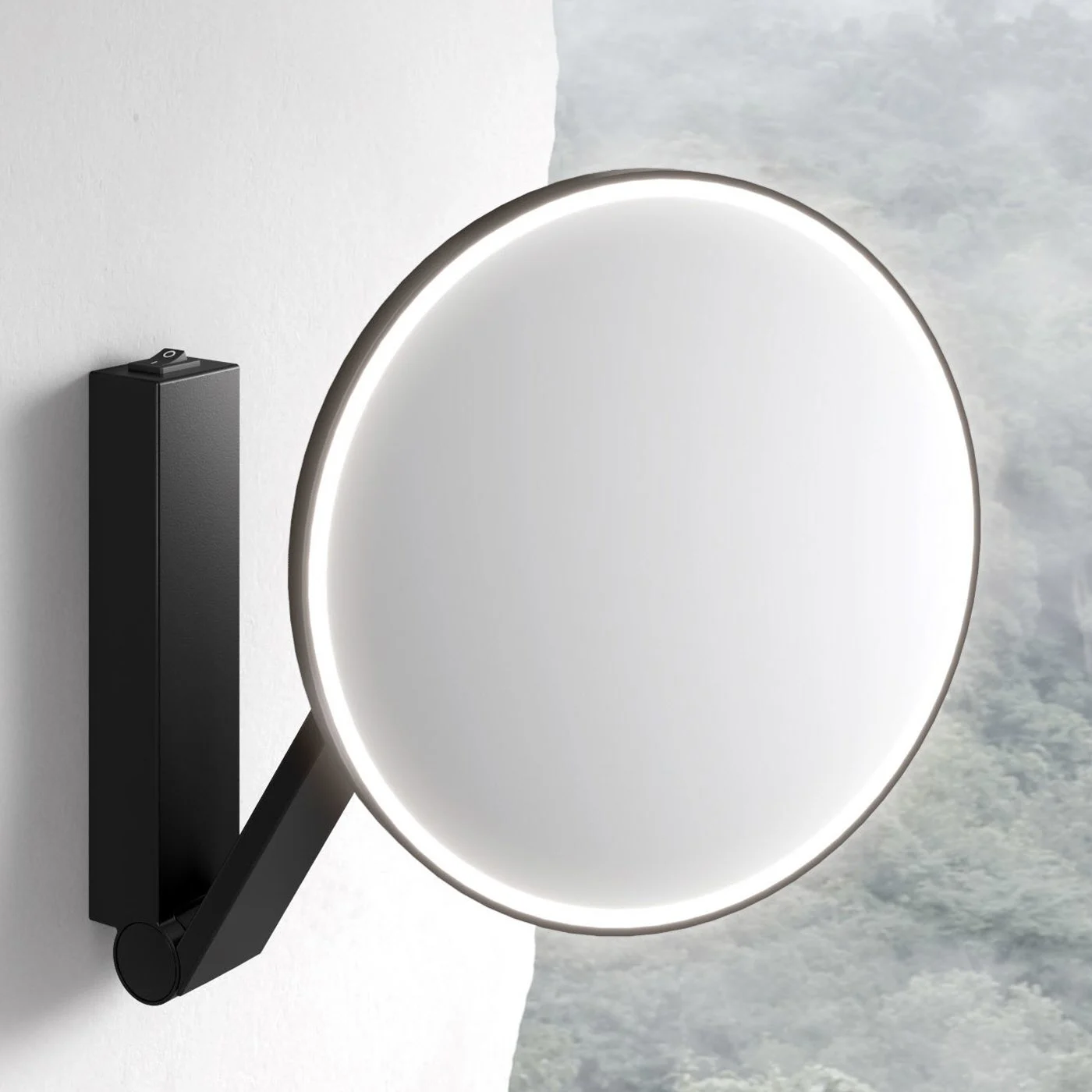 Keuco iLook-move Kosmetikspiegel, rund mit 5-fach Vergrößerung, Wandmodell