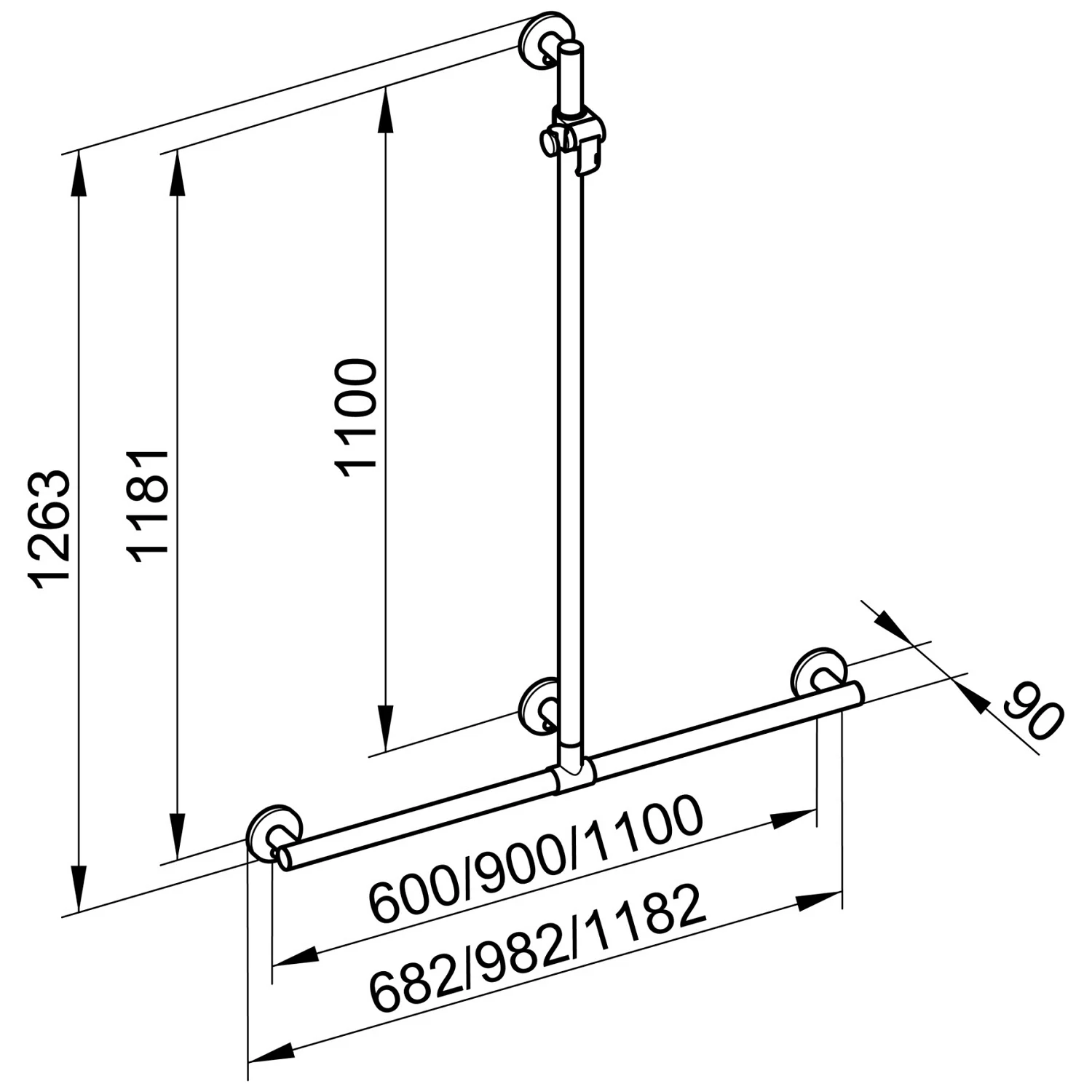 Keuco Plan Care Duschhandlauf mit Brausestange 60 x 110 cm Bild 2